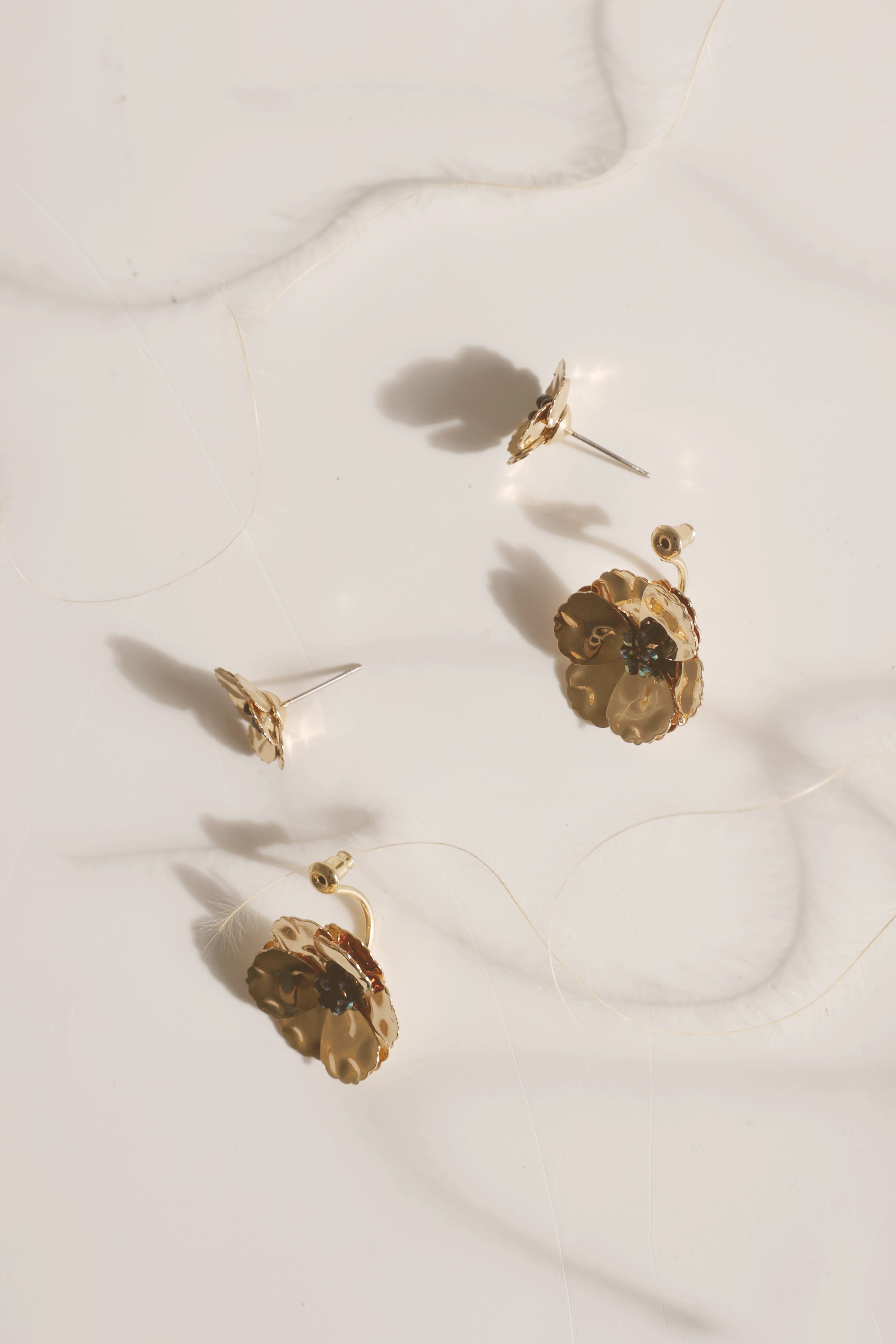 Poppy Front Back Earrings - Gold Floral Dangle Earrings for Women | Perfect for Parties, Weddings & Everyday Wear