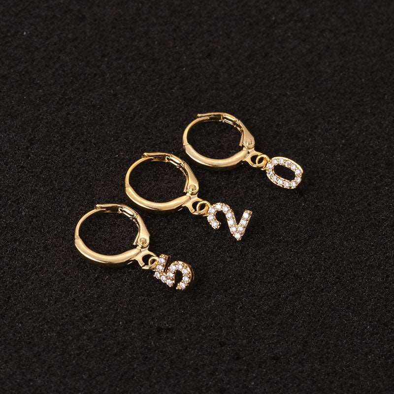 18K Gold Dangle Number Hoop Earrings - Elegant Birthday Gift for Women, Anniversary Present | Perfect for Parties, Weddings & Special Occasions | HSPJ19108