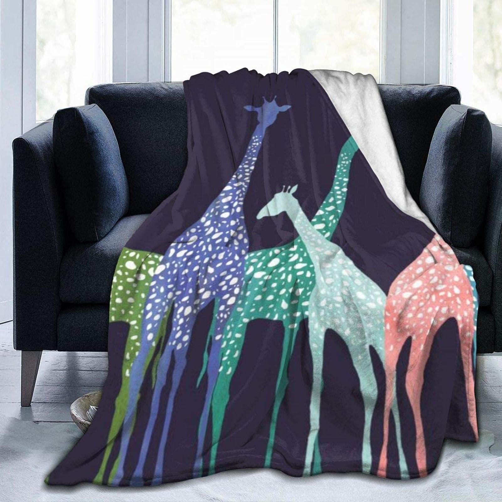 Epushow Super Soft Microfiber Blanket - Giraffe Print Throw Blanket, Lightweight & Warm, Perfect for Bed, Sofa, Living Room - Ideal for All Seasons & Cozy Home Decor