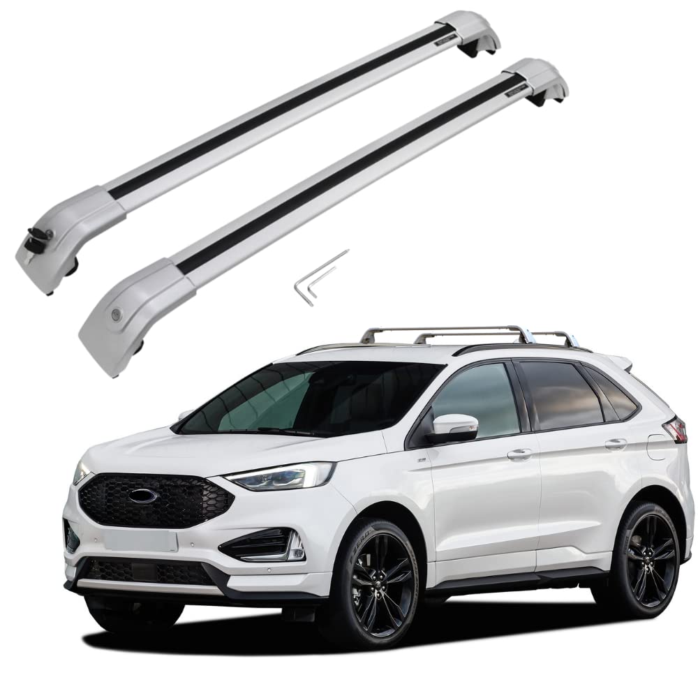Aluminum Silver Car Roof Rack Cross Bars for Ford Edge 2017-2022 - Universal Replacement Cross Bars for Rooftop Cargo Carrier, Luggage, Kayak, Canoe, Bike, Snowboard, Ski - Perfect for Road Trips, Camping & Outdoor Adventures