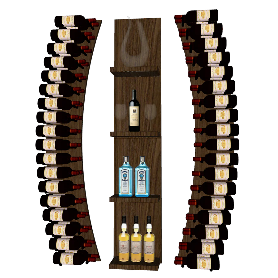 Blue Grouse THE WINE BAR CURVED VINdustry Wine Wall - Premium Curved Wine Rack for Home Bar, Kitchen & Dining Room Decor - Perfect for Wine Storage & Display in Restaurants, Hotels & Wine Cellars