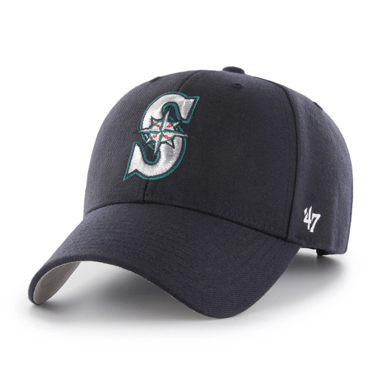 47 Brand Seattle Mariners MVP Adjustable Velcro Baseball Cap - Navy Blue Snapback Hat for Men & Women - Perfect for Games, Tailgating & Outdoor Activities