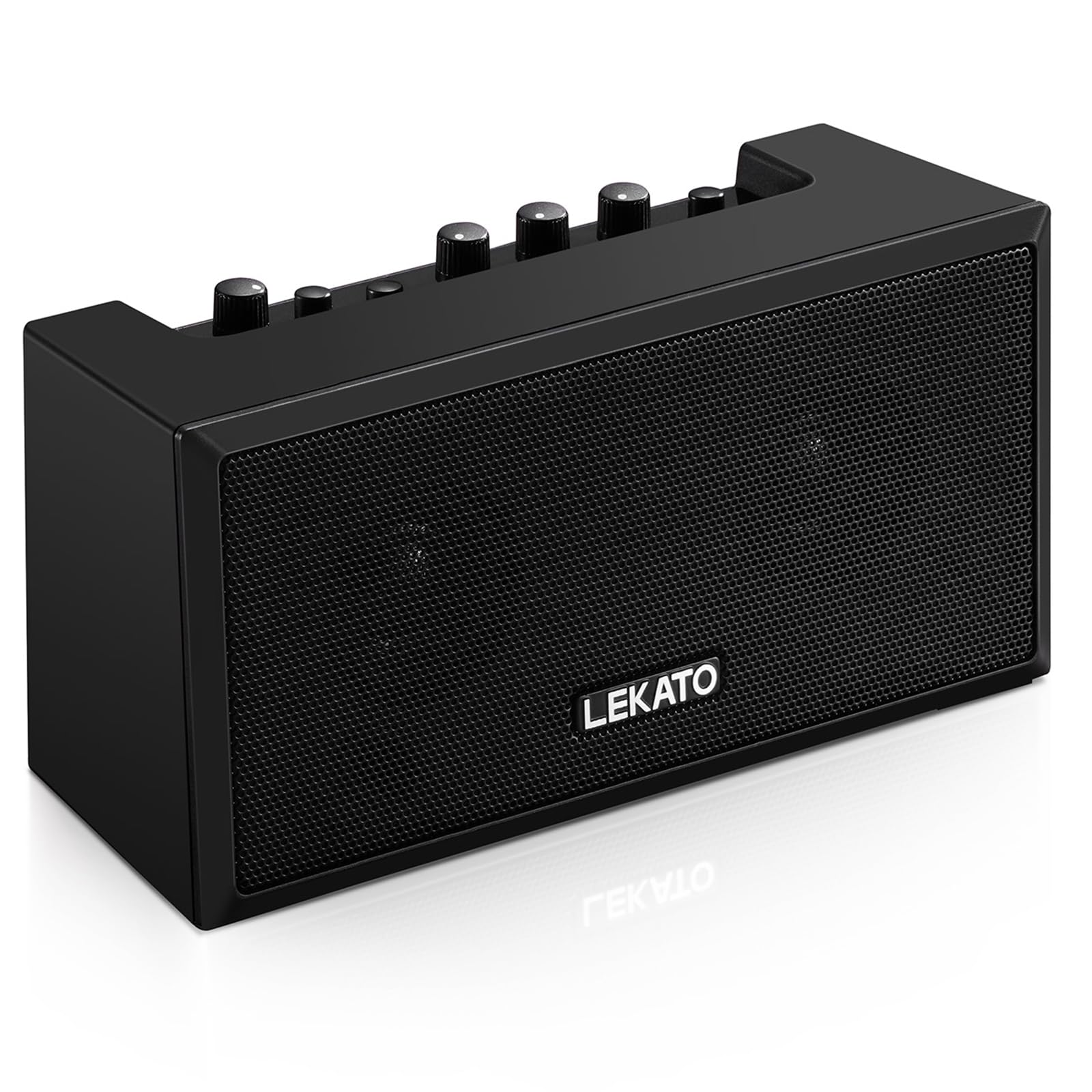 LEKATO 5W Mini Electric Guitar Amplifier with Clean & Overdrive Effects - Portable Bluetooth Bass Amp for Daily Practice, Home & Studio Use - Black