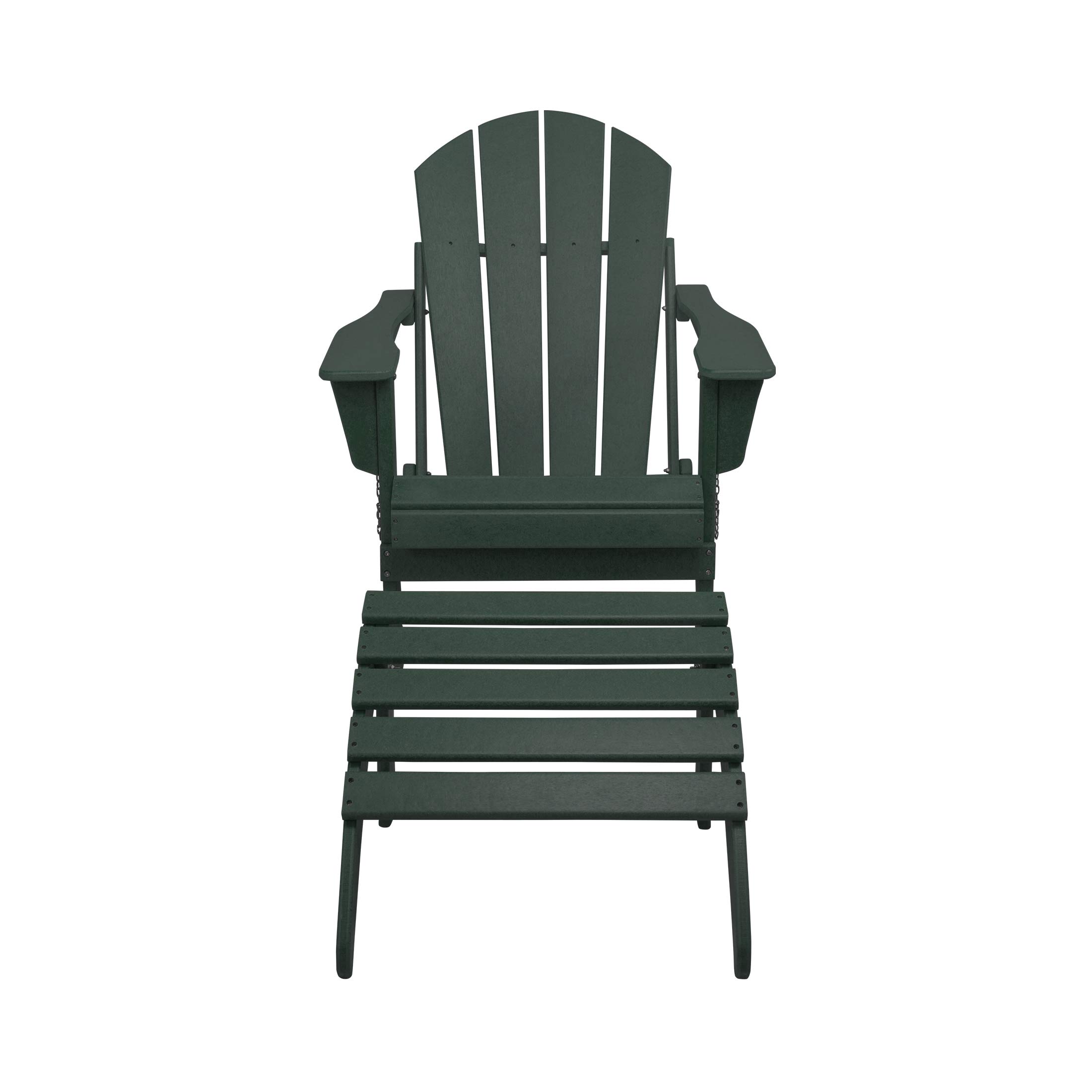 WestinTrends Malibu 2-Piece Outdoor Lounge Chair Set with Ottoman - All-Weather Poly Lumber Adirondack Chairs for Patio, Poolside, Garden, Backyard & Beach - Dark Green - Perfect for Relaxing in Sun or Shade