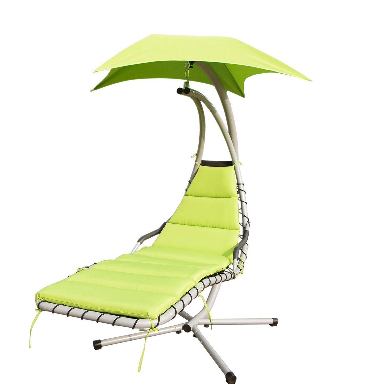 Premium Green Hanging Hammock Chair with Arc Stand - Indoor/Outdoor Porch Swing for Relaxation | Perfect for Backyard, Patio, Garden & Balcony Lounging
