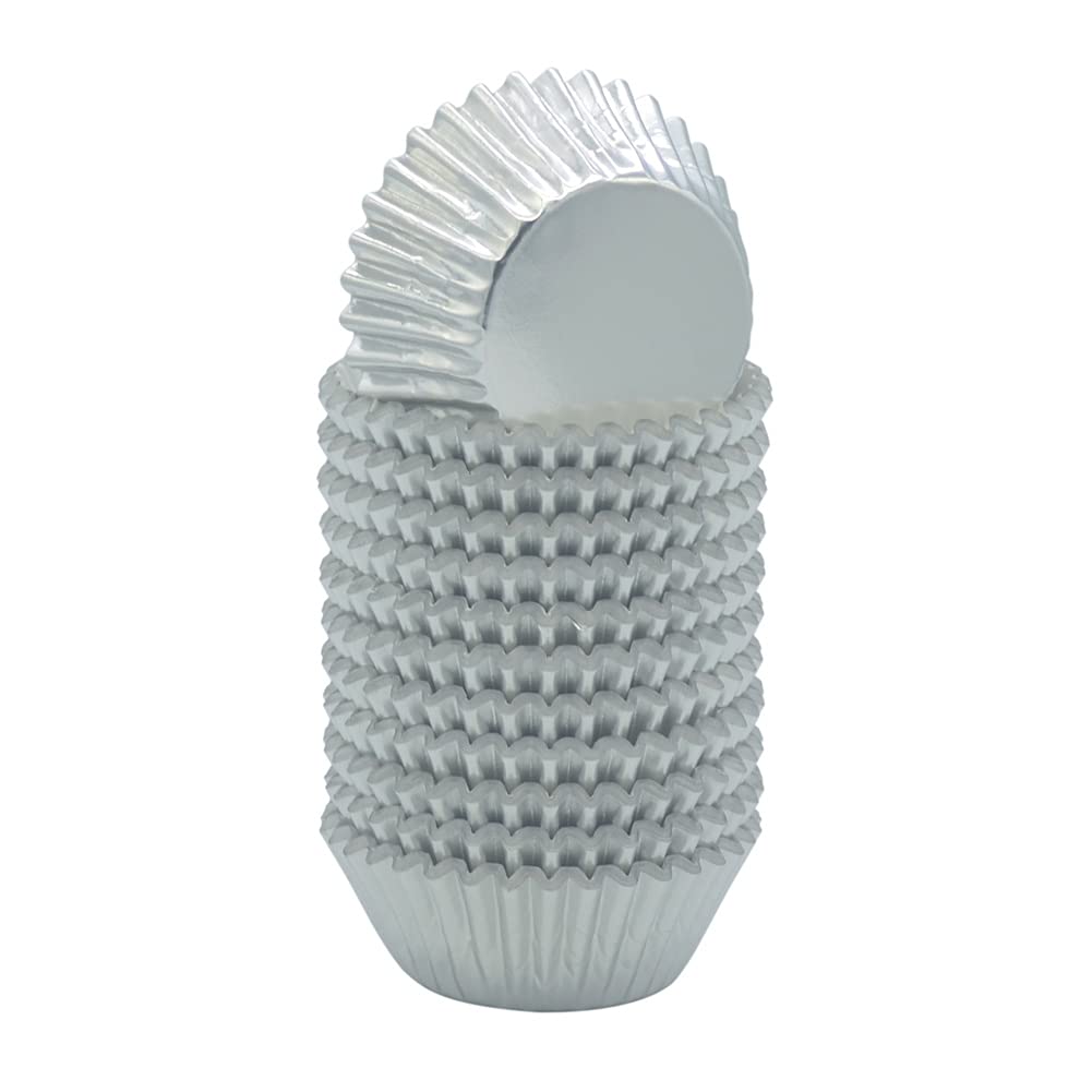 Premium Silver Foil Cupcake Liners - 240 Count Mini Baking Cups for Weddings, Birthday Parties, Baby Showers & Holiday Events - Elegant Dessert Decorations for Professional Baking & Home Use