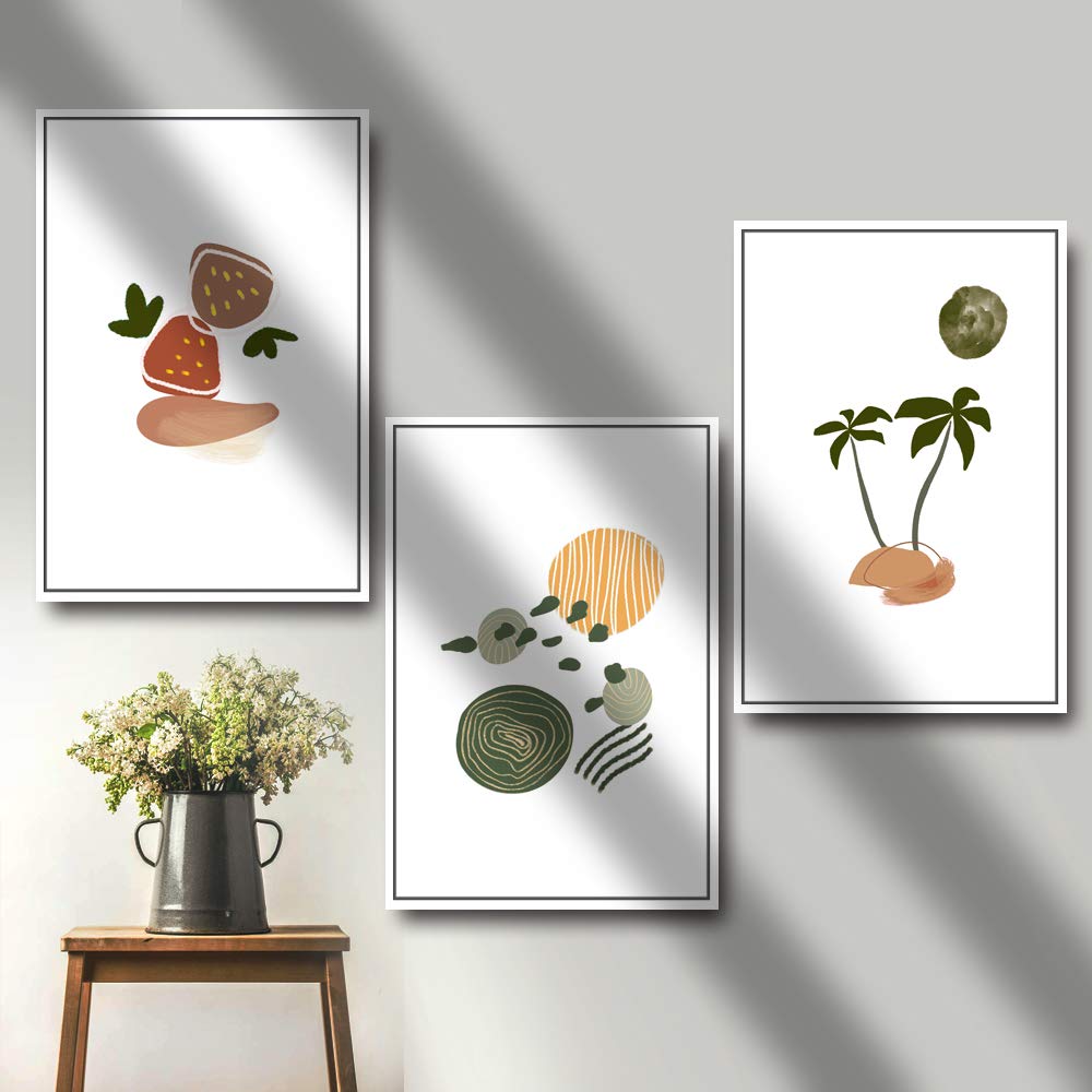 IDEA4WALL 3-Panel Abstract Framed Canvas Wall Art Set - 16x24 Inch Modern Home Decor for Living Room & Bedroom - Ready to Hang Painting for Contemporary Interior Design - Perfect for Housewarming Gifts & Apartment Decor