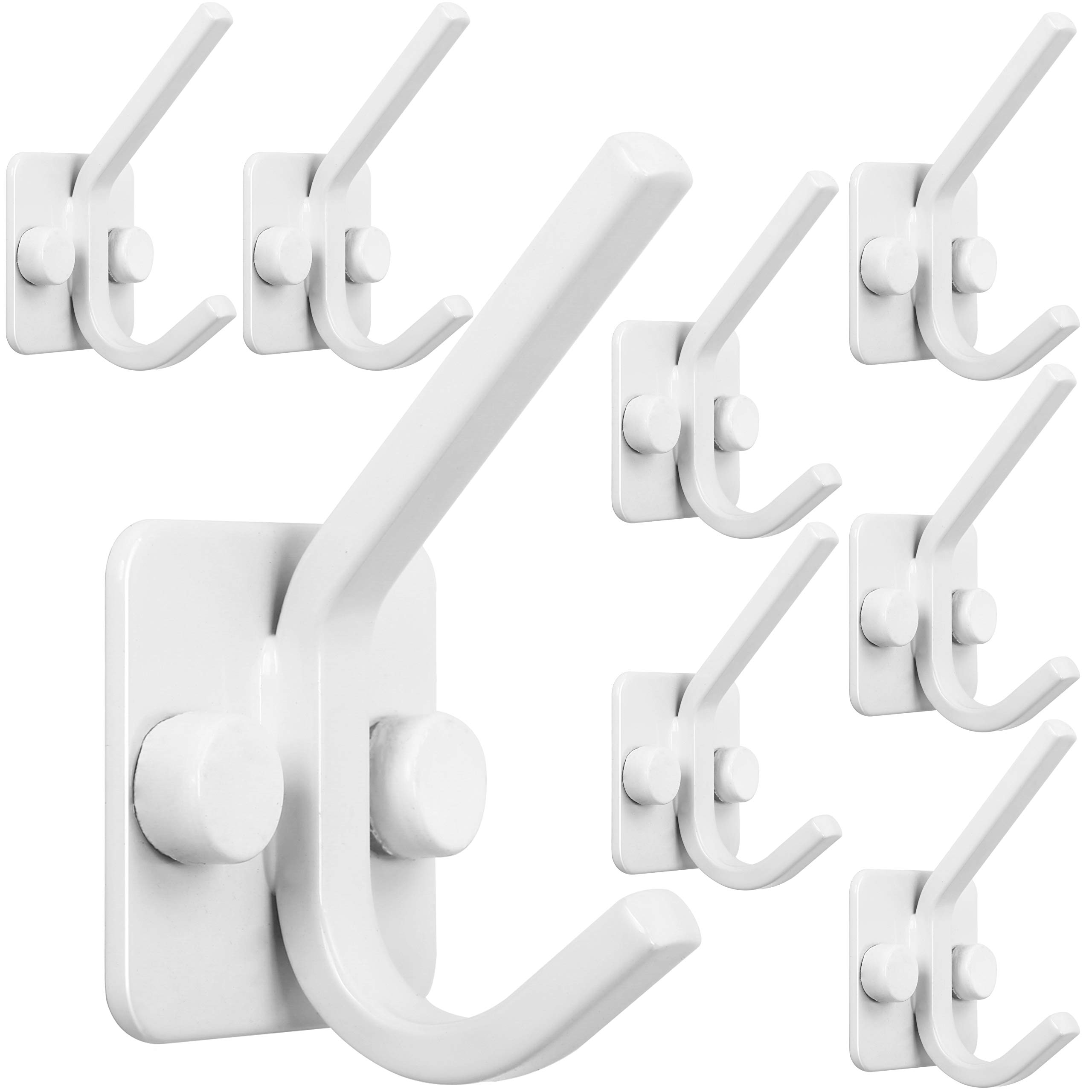 WEBI White Coat Hooks - Set of 8 Heavy Duty Wall Hooks for Hanging Coats, Towels, Robes, Hats & Clothes | Perfect for Mudrooms, Bathrooms, Entryways & Bedrooms