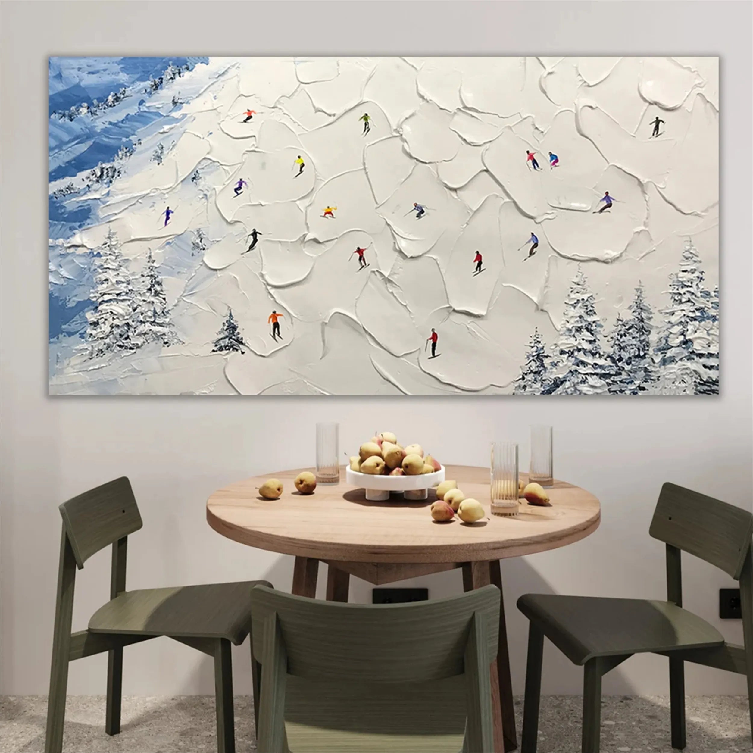 Premium Skiing Sport Art Textured Canvas Painting - Winter Sports Wall Decor for Home & Office (Style #MM214)