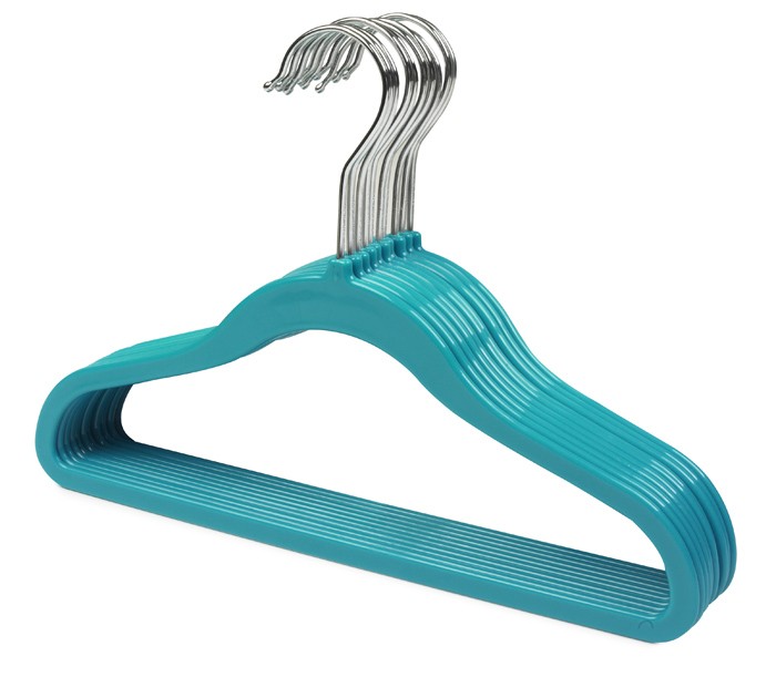 Kids' Slimline Non-Flock Teal Clothes Hangers - Space-Saving for Closets, Travel & Nursery Organization