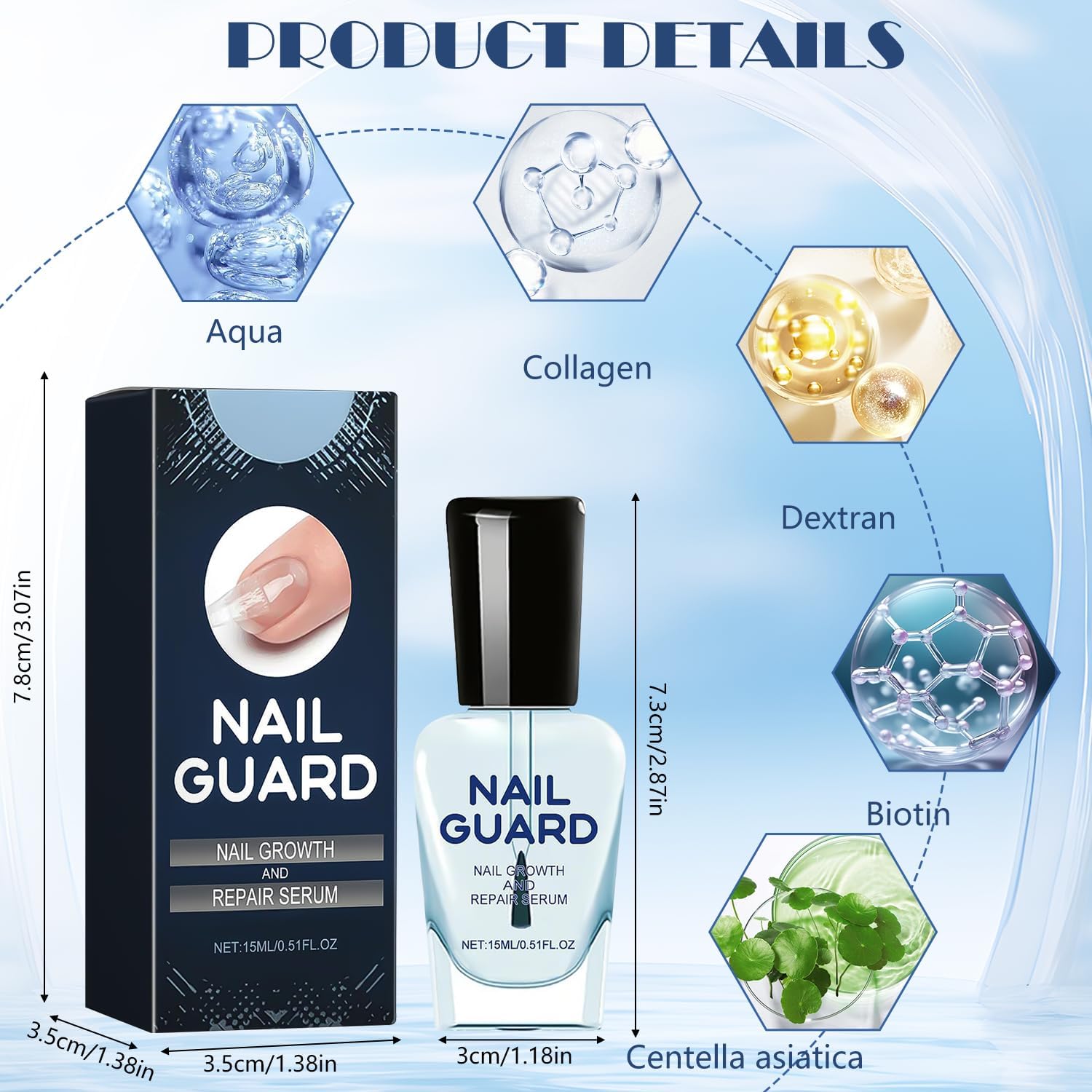 2Pcs Onyxoguard Nail Growth & Repair Serum - Nail Strengthener Treatment for Thin & Brittle Nails - Promotes Healthy Nail Growth - Perfect for Manicures, Pedicures & Nail Care Routine