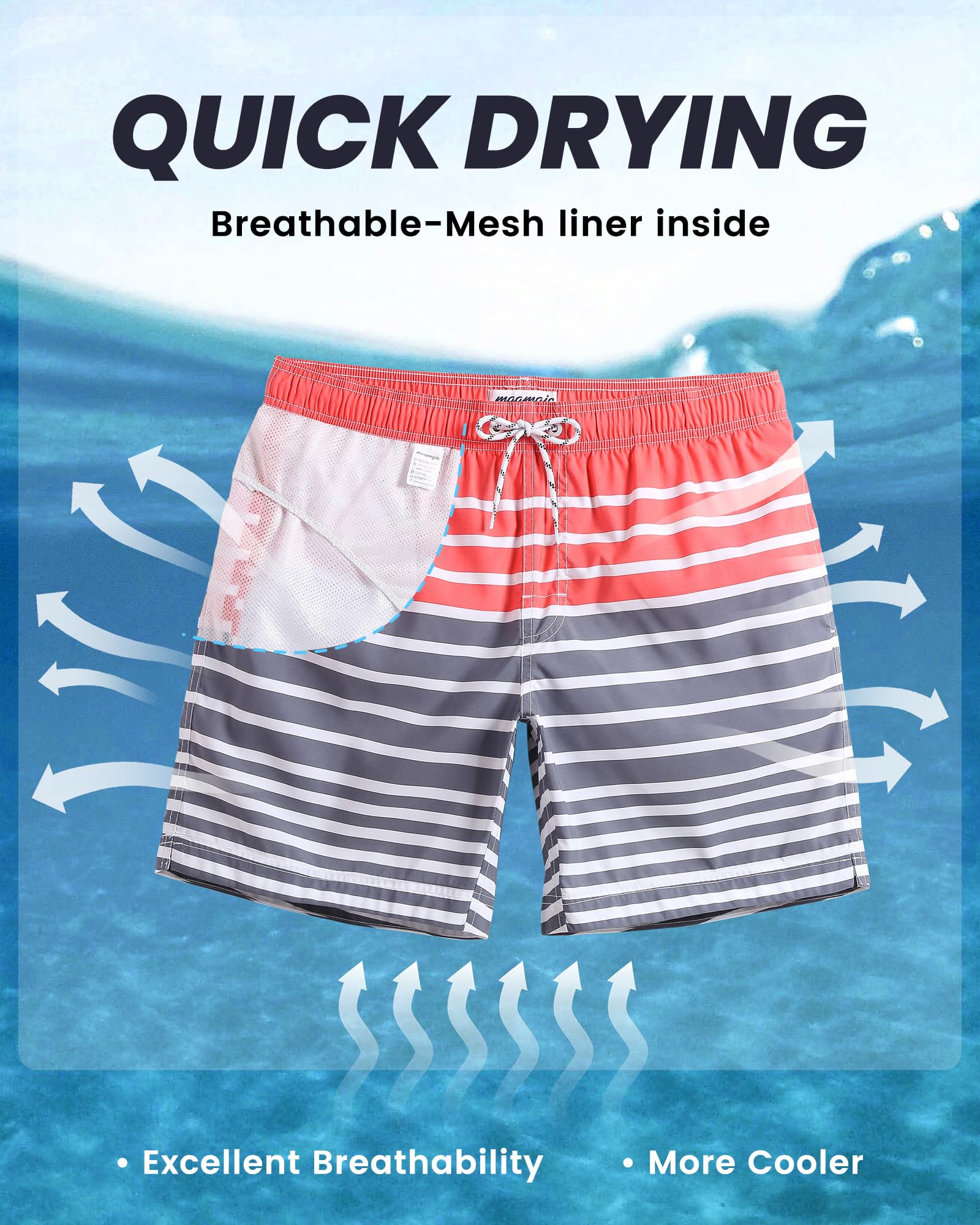 maamgic Men's Slim Fit Swim Shorts - 7 Inch Quick Dry Swim Trunks for Beach, Pool & Water Sports | Comfortable Athletic Swimwear