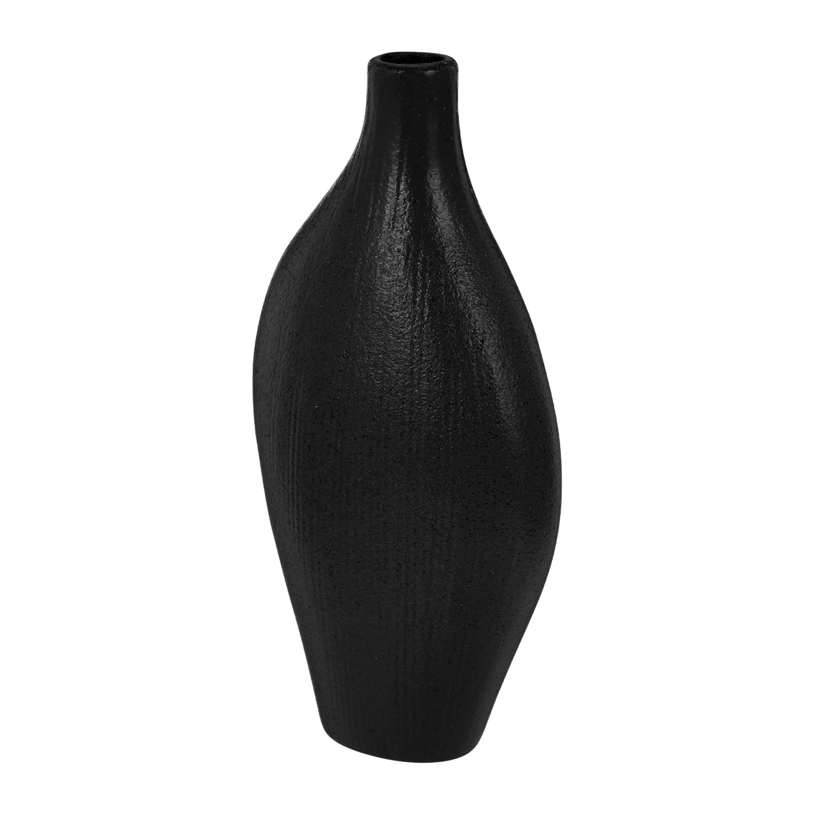 FOMIYES Ceramic Vertical Stripe Vase - Hydroponic Flower Vase & French Flower Pot for Home, Office, Cafe Decor - Black Zen Landscape Planter for Floral Arrangements, Indoor Plants & Table Centerpieces