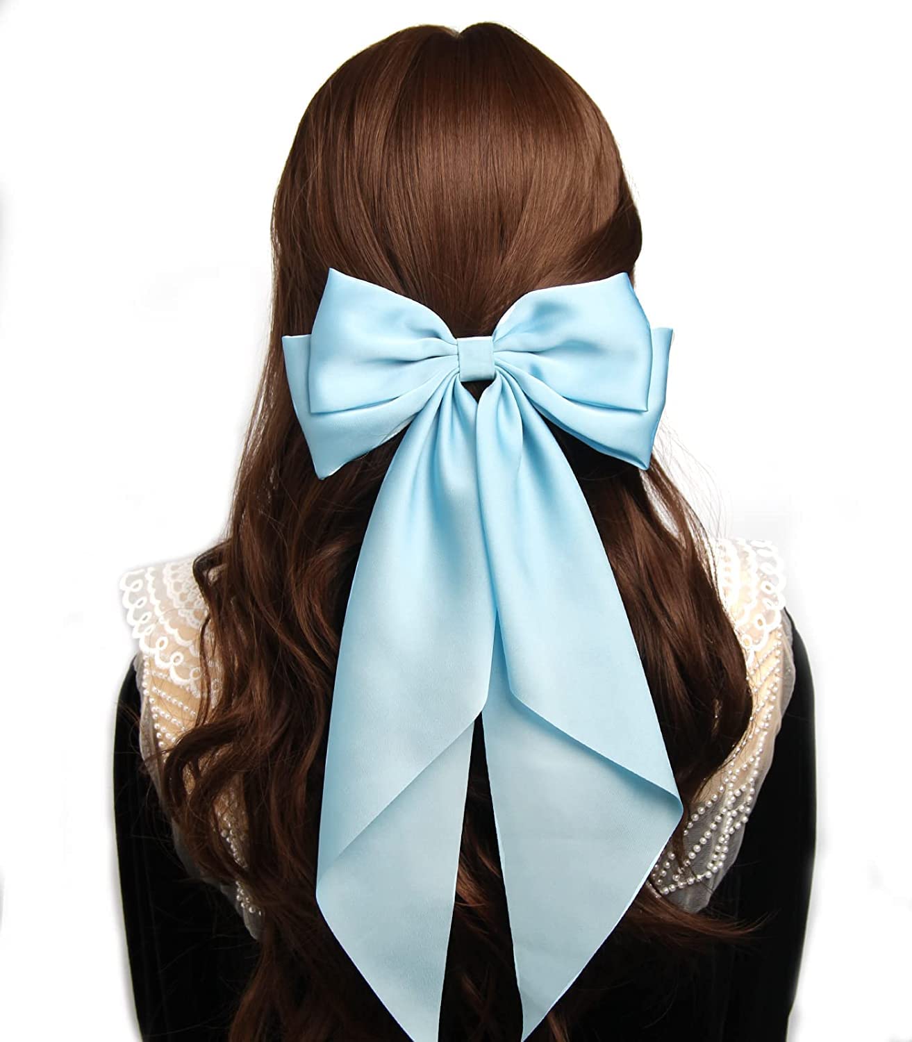 2 Pcs Silky Satin Hair Bows with Alligator Clips - Women's Ponytail Accessories for Parties, Weddings & Everyday Style (Random Colors)
