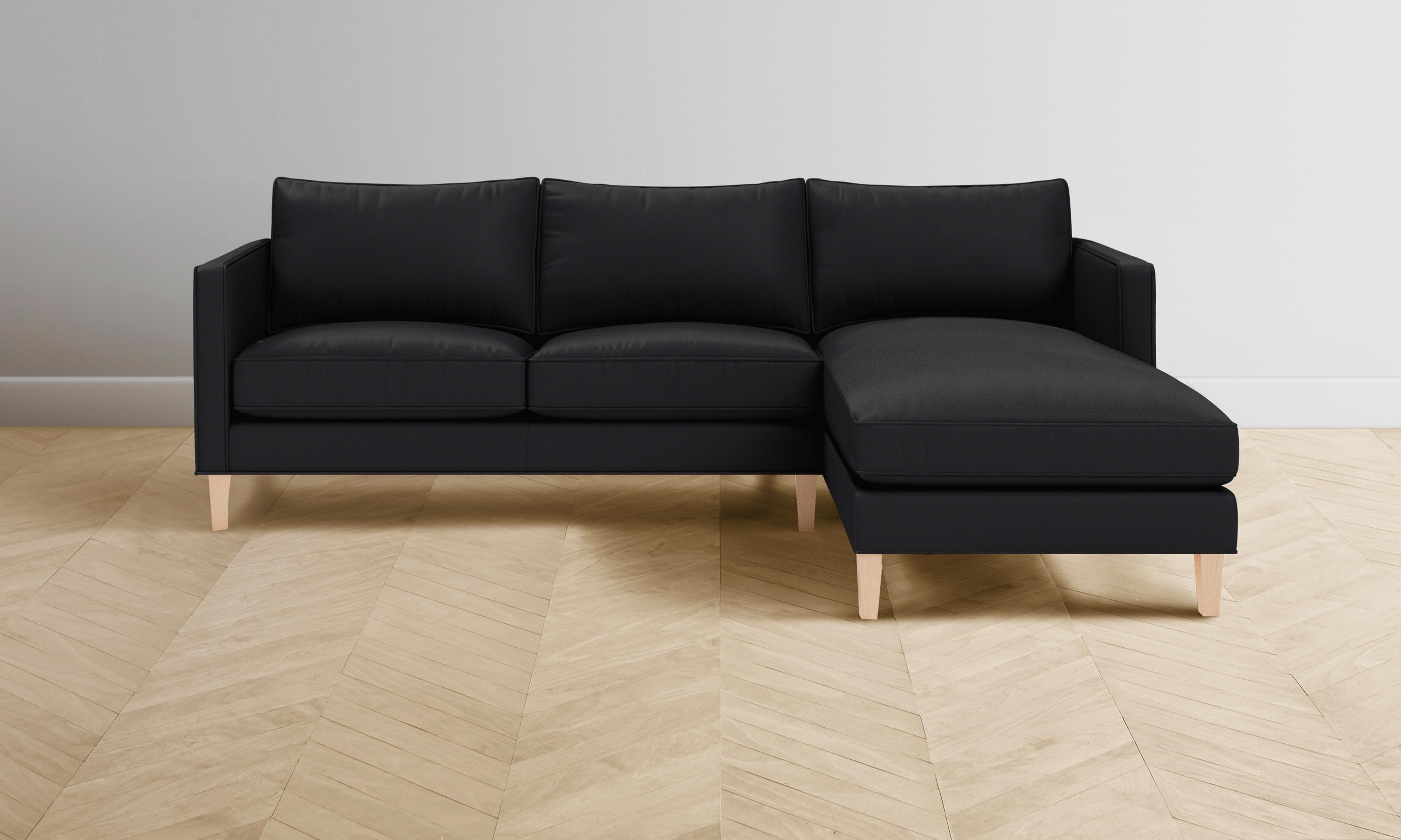 Premium Crosby Sectional Sofa with Pebbled Leather Upholstery in Ink Black - Perfect for Living Room, Lounge & Home Theater Comfort