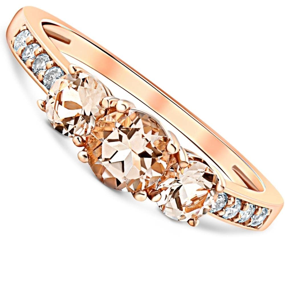 1ct Morganite & Diamond 3-Stone Engagement Ring in 10k Rose Gold - Perfect for Proposals, Anniversaries & Romantic Gifts