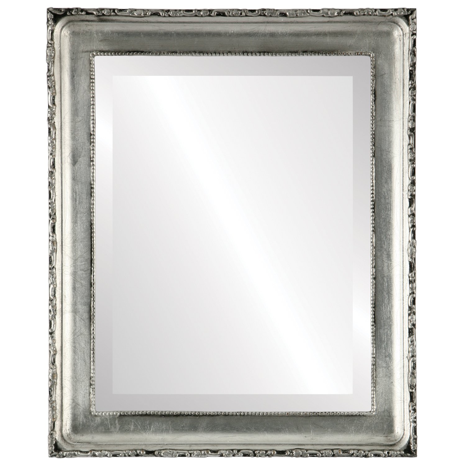 Ovalcrest 21x27 Inch Rectangular Wooden Beveled Wall Mirror - Silver Leaf & Black Antique Finish - Elegant Home Decor for Bathroom, Vanity, Bedroom, Living Room & Hallway - Perfect for Makeup, Dressing & Interior Design
