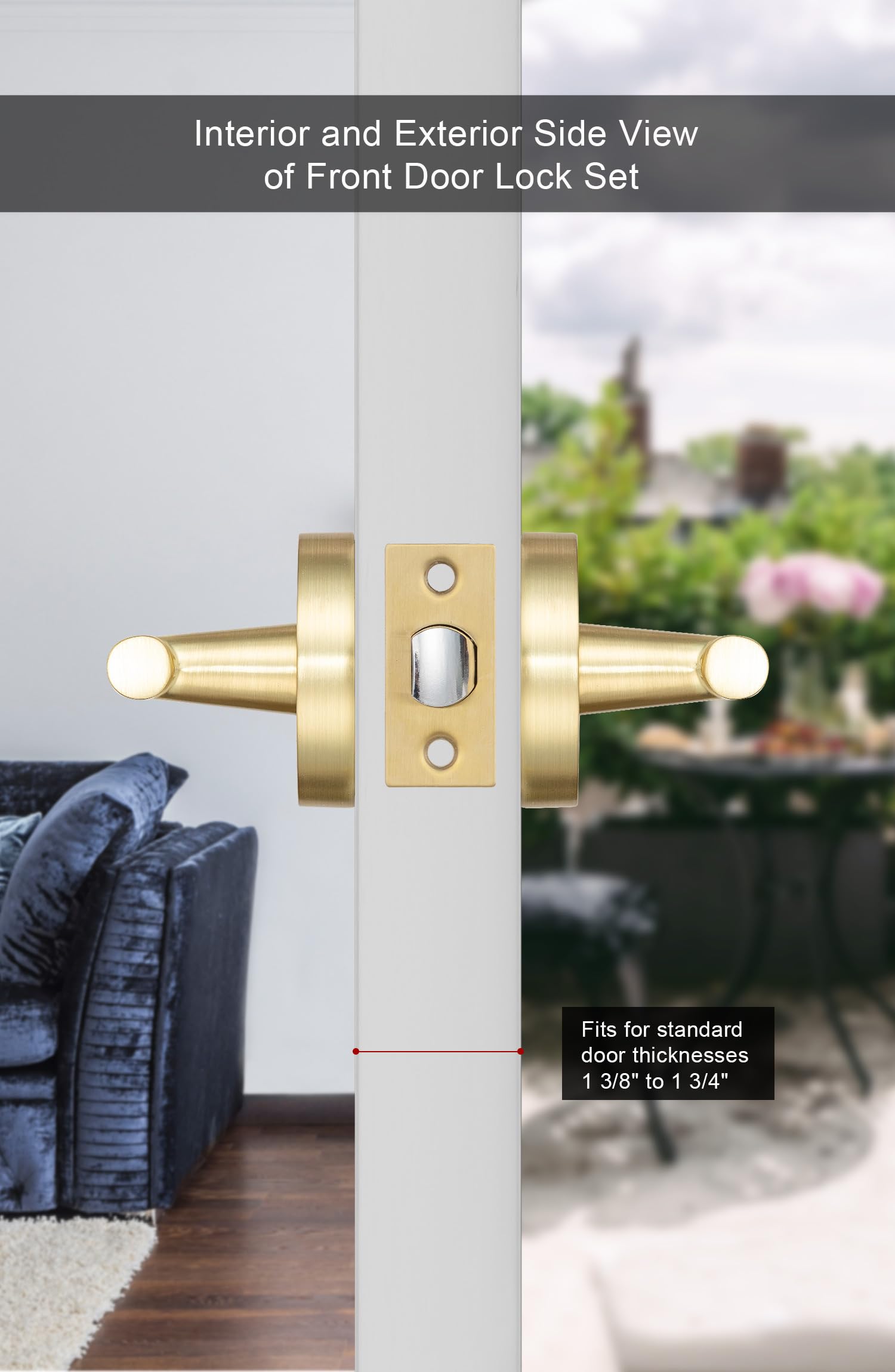 Premium Brushed Gold Interior Door Handles - Heavy Duty Privacy Lever Set for Bedroom & Bathroom Doors | Modern Hardware for Home Decor & Room Upgrades