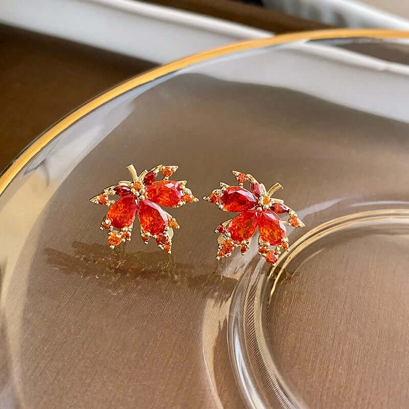 14K Gold Plated Maple Leaf Earrings for Women - Elegant Dangle Drop Earrings for Everyday Wear | Perfect Gift for Birthday, Anniversary & Mother's Day | GS040
