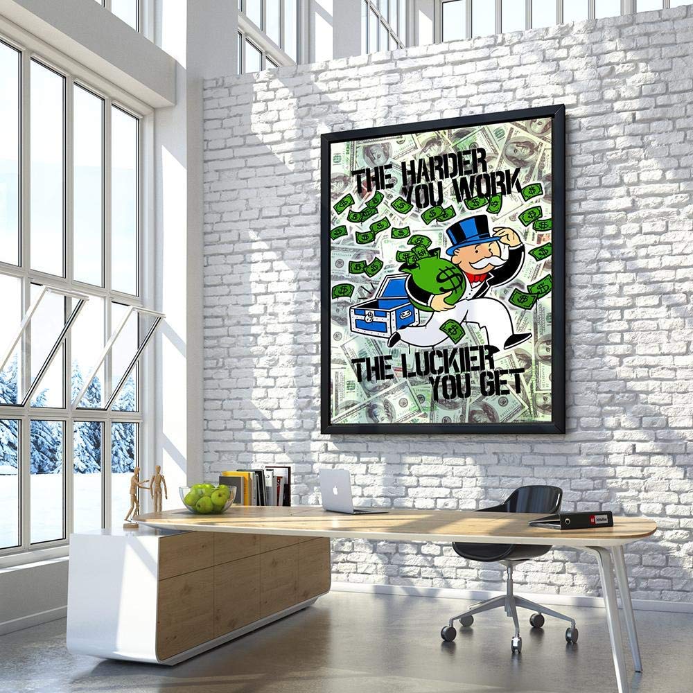 Inktuitive 'Game Changer' Motivational Wall Art - Monopoly Pennybags Inspirational Quotes Canvas Print (16x12 Inch) - Perfect for Office, Home & Study Room Decor