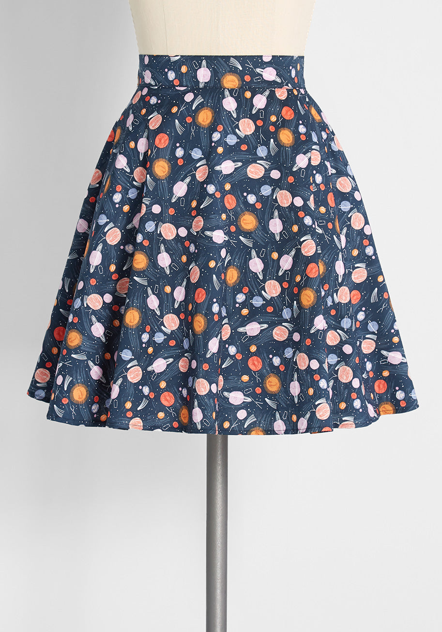 Always In Orbit Skater Skirt - Women's Flowy A-Line Mini Skirt for Casual & Party Wear | Perfect for Dancing, Dates & Everyday Outfits