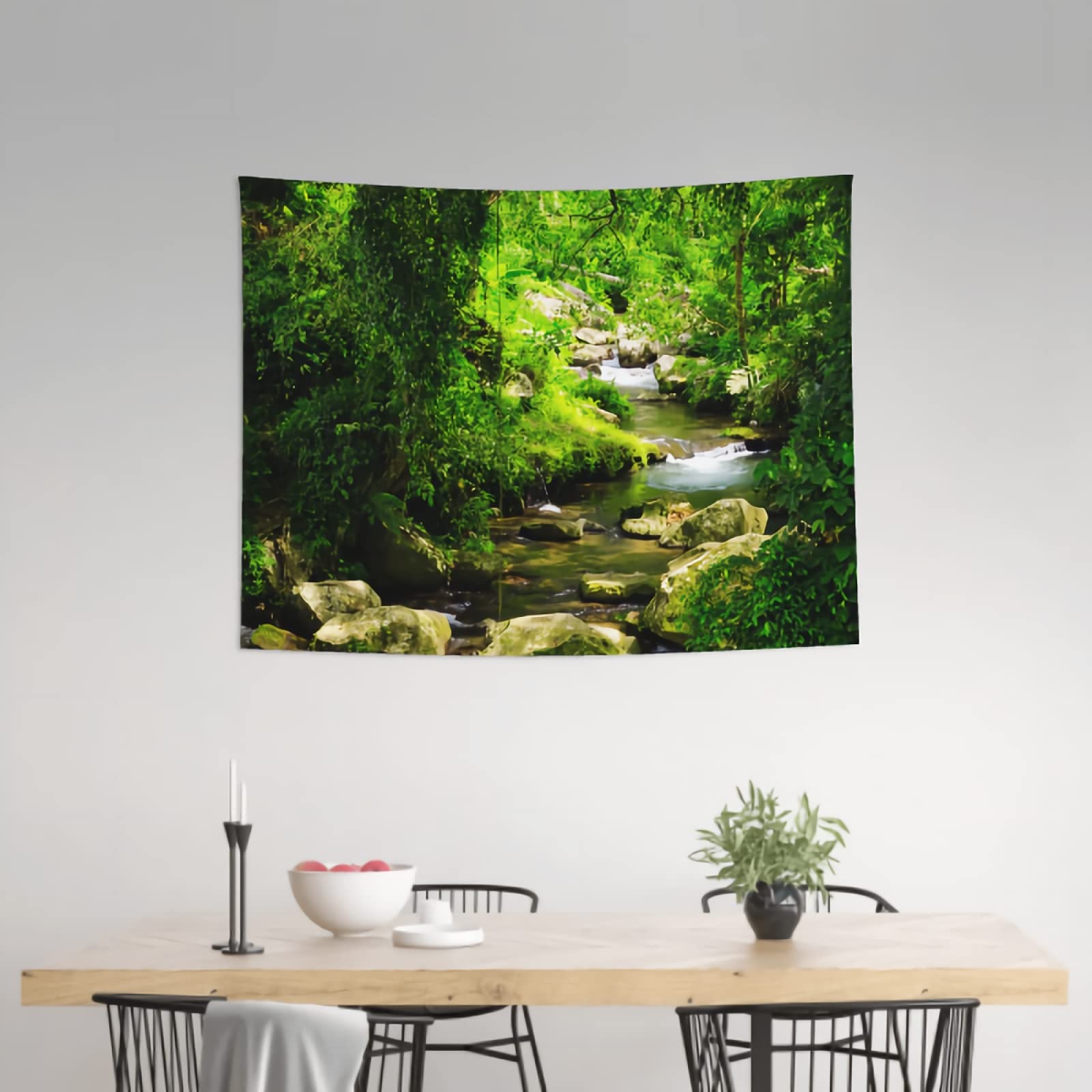 Jungle Forest Tapestry Wall Hanging - 28.7x37.4 Inch Nature Brook Landscape Art for Home Decor | Perfect for Dorm, Living Room & Bedroom Backdrop | Aesthetic Polyester Fabric Wall Art for Boho, Nature Lovers & Meditation Spaces