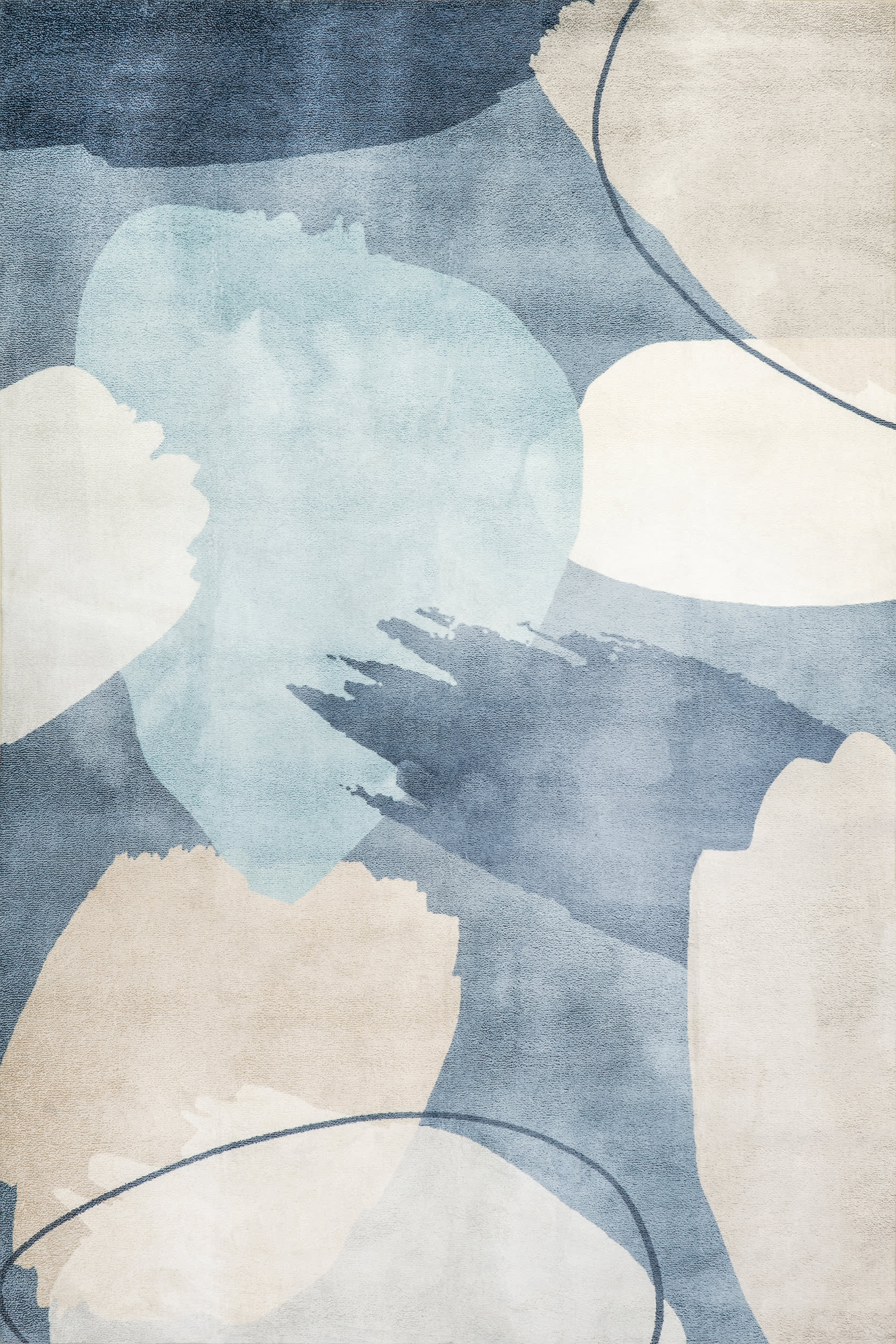 Alize Abstract Washable Rug - Blue Modern Non-Slip Area Rug for Living Room, Bedroom & Nursery | Soft Machine Washable Carpet for Home Decor