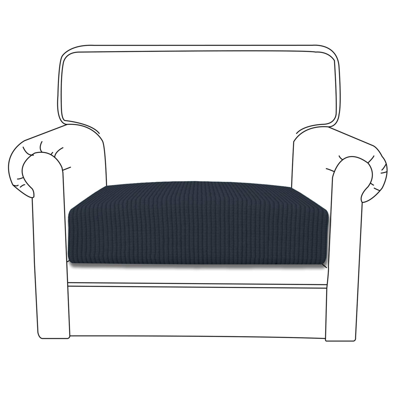 Breathable Stretch Sofa Slipcover with Elastic Bottom - Soft, Flexible Furniture Protector for Couches & Chairs (Dark Blue) | Perfect for Living Room, Bedroom & Office Use