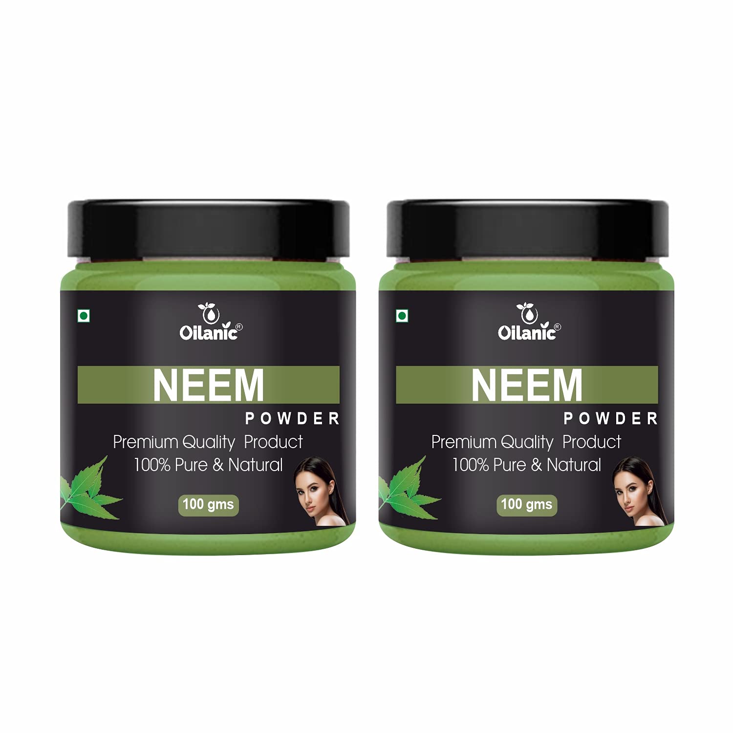 Oilanic 100% Pure Natural Neem Powder for Skin & Hair Care - 2 Pack (200g Each) | Organic Ayurvedic Treatment for Acne, Dandruff & Scalp Health | Face Mask & Hair Pack