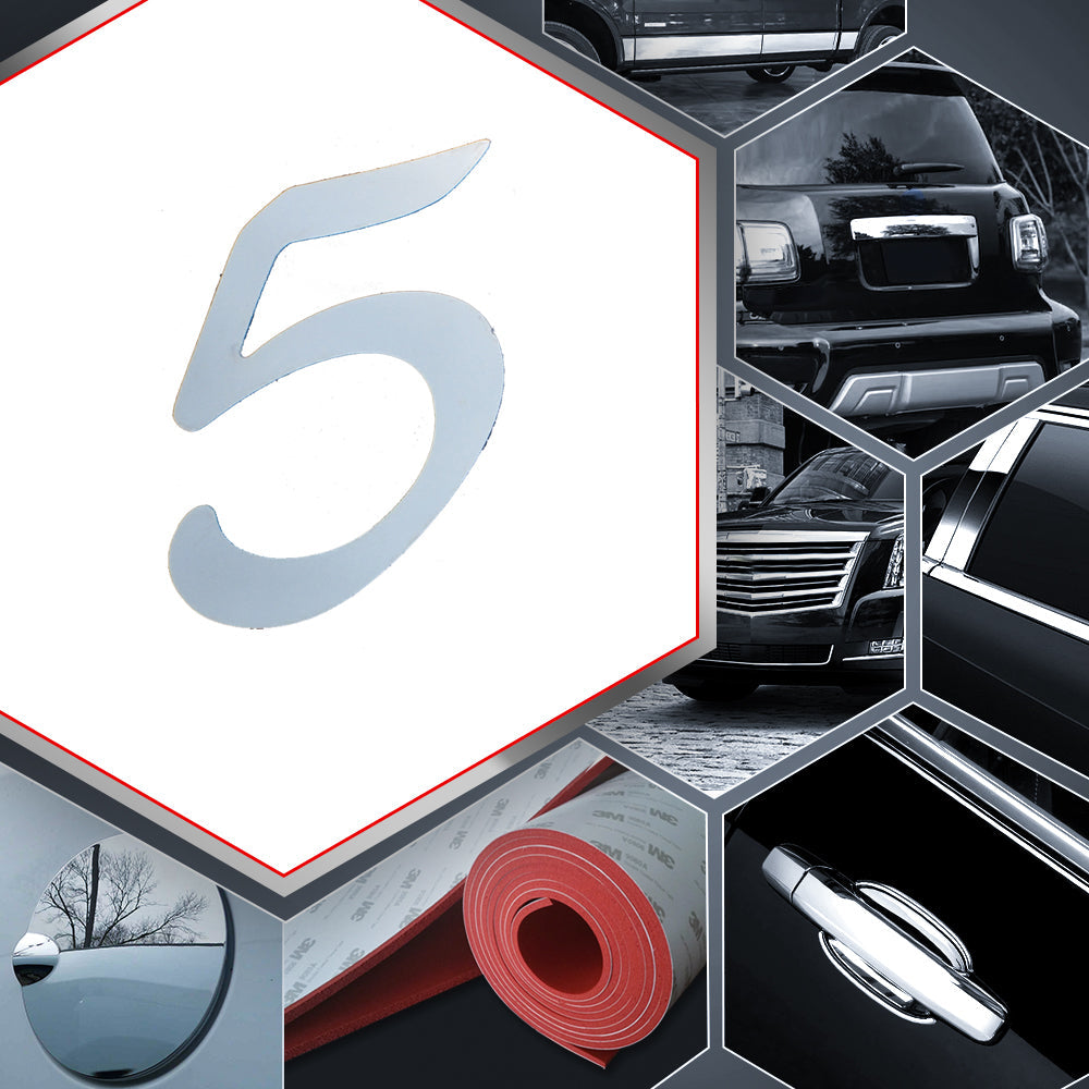 1 PC Stainless Steel Number Decal - Universal Fit for Cars, Trucks & Motorcycles - Durable Metal Emblem for Vehicle Customization & Personalization