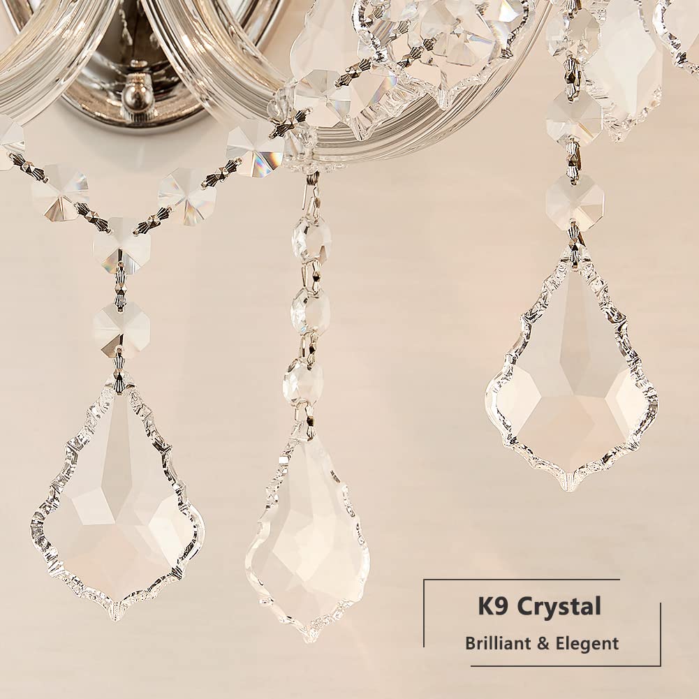 Modern Crystal Wall Sconces - 2-Light Maria Theresa Style Wall Lamp Fixtures for Bedroom, Living Room & Corridor | Elegant Lighting for Home Decor, Hotels & Restaurants