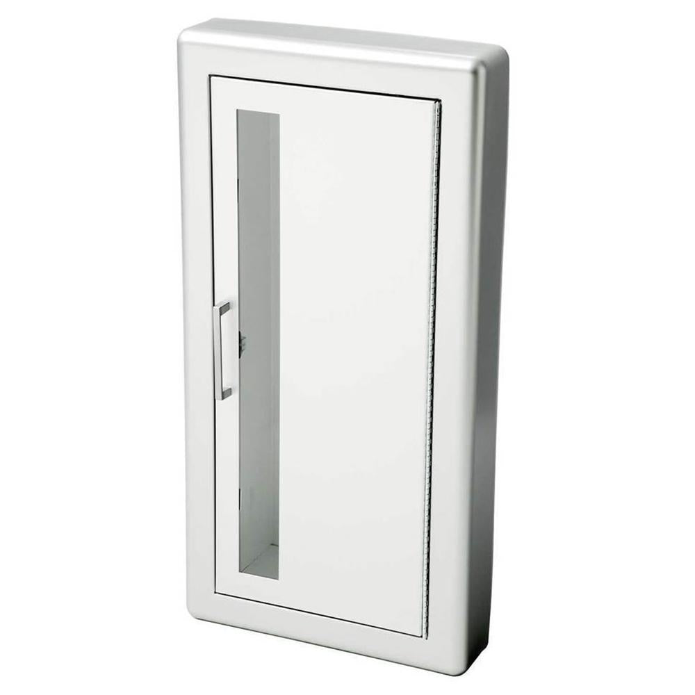 JL Industries 1827V10 Clear Acrylic Fire Extinguisher Cabinet - Vertical Duo Design with Pull Handle for Schools, Offices & Commercial Buildings - Safety Equipment Storage Solution