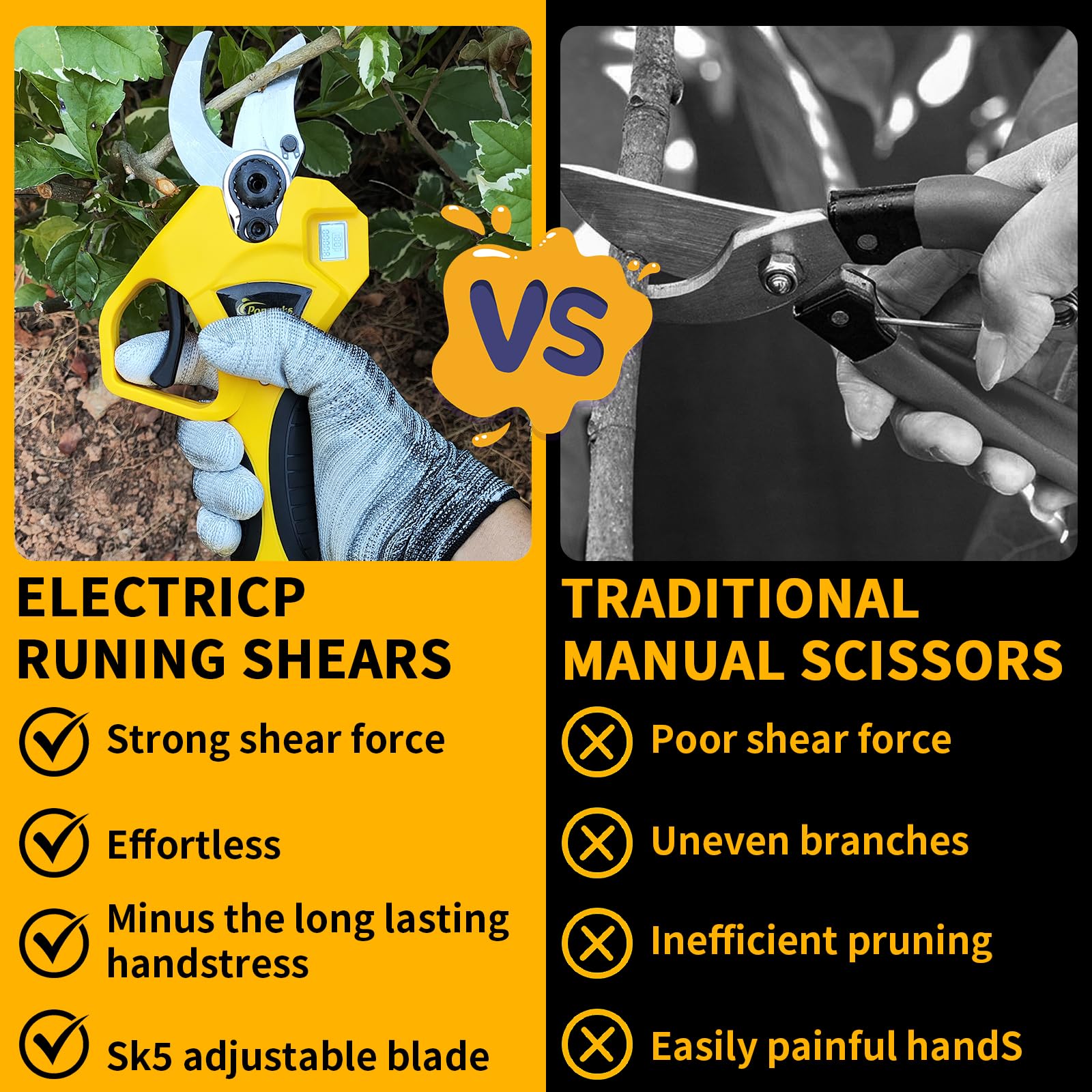 21V Electric Pruning Shears - Heavy Duty Gardening Tool with 30mm Cutting Diameter | Includes Replacement Blades, 2 Batteries & Charger | Perfect for Tree Trimming, Shrub Pruning & Garden Maintenance