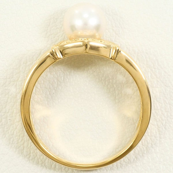 18K Yellow Gold Pearl Diamond Ring for Women - Elegant Bridal Jewelry, Wedding Engagement Gift, Anniversary Present, Valentine's Day Special