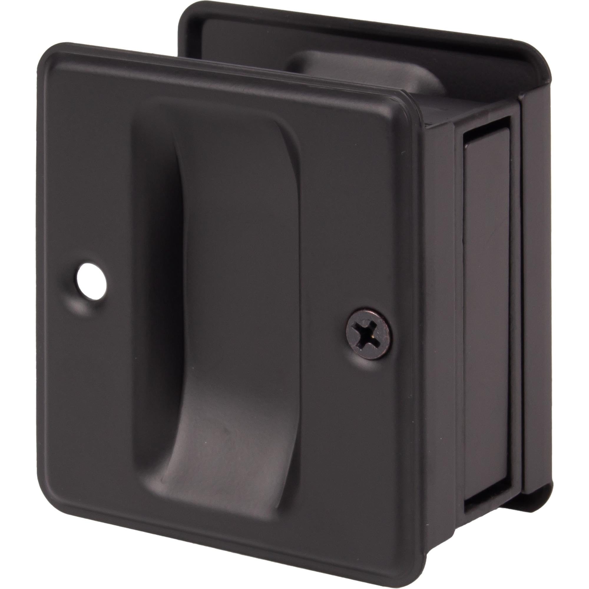 Square Pocket Door Lock with Passage Latch - Matte Black Finish for Hallways & Closets | Durable & Stylish Hardware for Smooth Sliding Door Operation