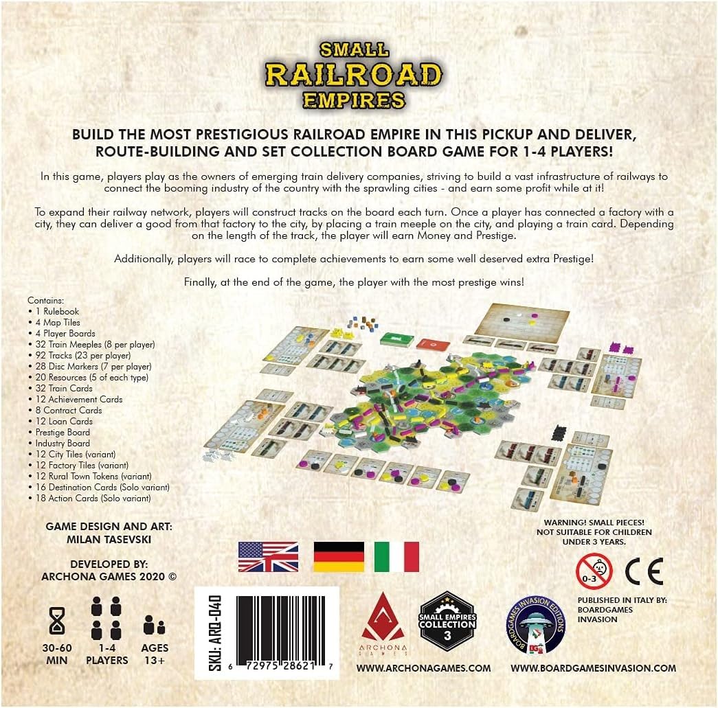 Archona Games Small Railroad Empires Board Game - Strategy Train Empire Building Game for Adults & Teens - Perfect for Family Game Nights & Strategy Game Enthusiasts