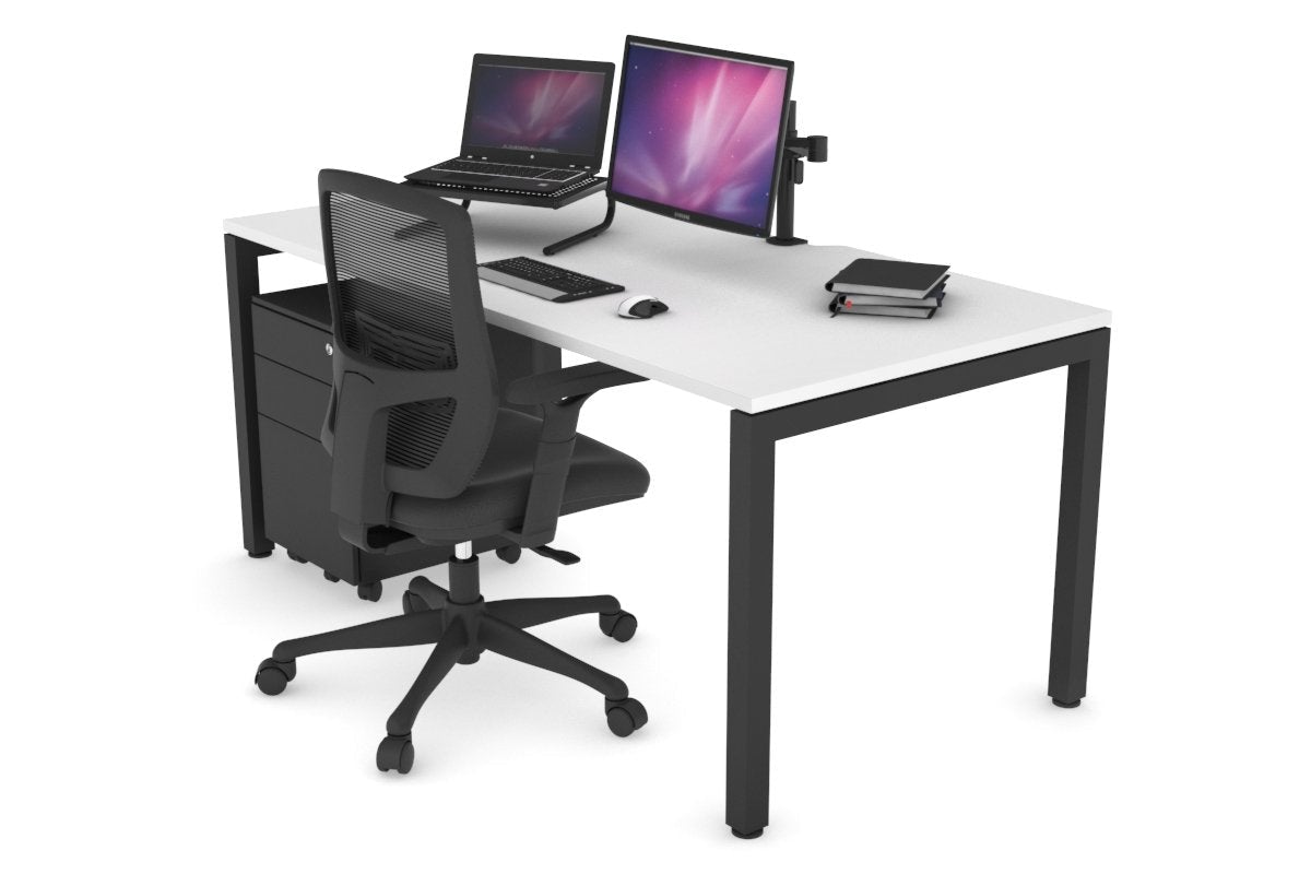 Quadro Square Legs Office Desk - 1800L x 800W Modern Workstation with Cable Management | Home Office, Study Room & Workspace Solution