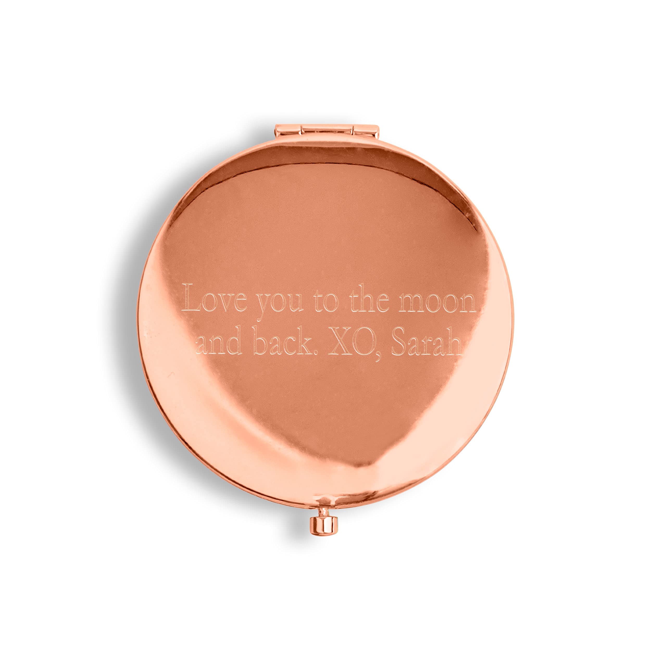 WEDDINGSTAR Personalized Engraved Compact Mirror - Rose Gold Vintage Luxury Wedding Gift for Bridesmaids, Bridal Shower, Anniversary & Special Occasions