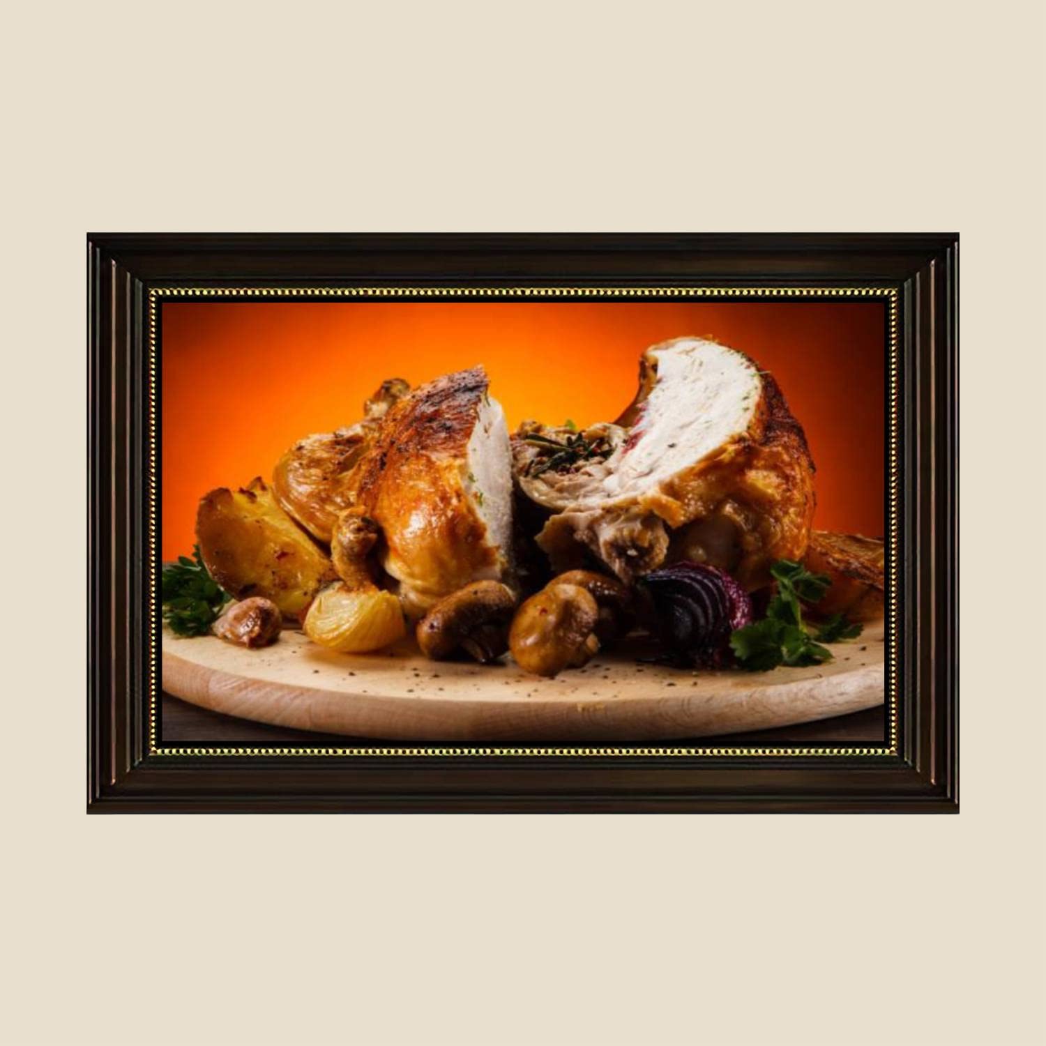 Roast Chicken Cutting Board Canvas Wall Art Print - 24x36 Inch Retro Kitchen Decor Painting Poster, Ready to Hang for Living Room, Bedroom & Dining Room - Perfect for Farmhouse, Vintage & Rustic Home Decor