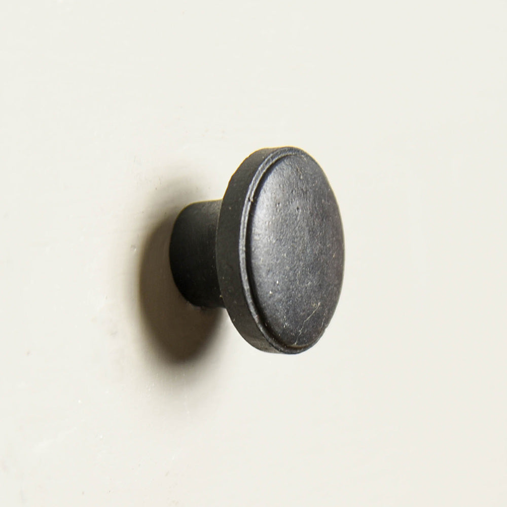 Forged Black Beeswax Flat Round Cabinet Knob - Vintage Style Drawer Pulls for Kitchen Cabinets, Dressers & Furniture Hardware