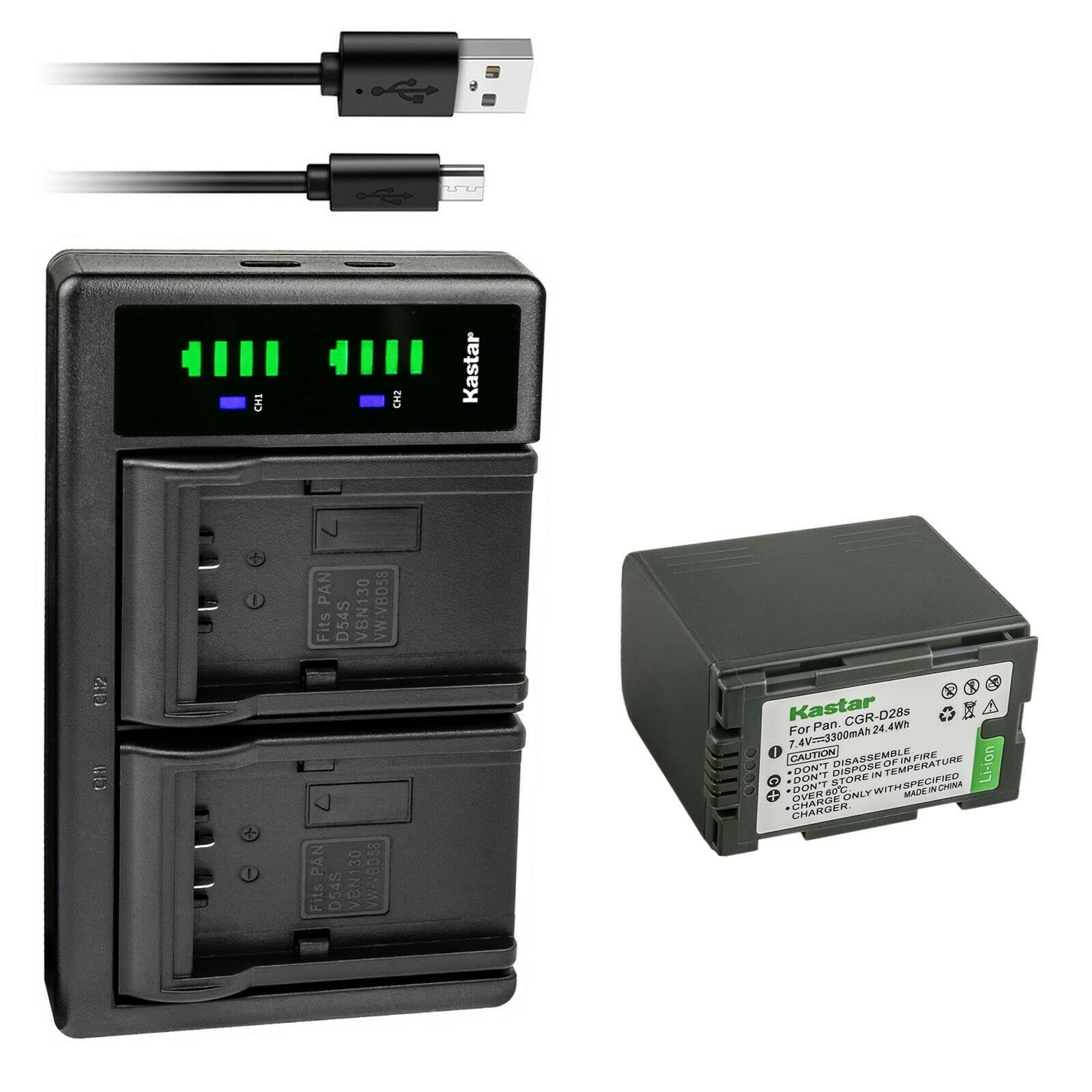 Kastar 1-Pack CGR-D28 Replacement Battery & LTD2 USB Charger for Panasonic Camcorders - Compatible with AG-DVX102, AG-HVX200, NV-C1 & More - Perfect for Professional Videography & Travel Filming
