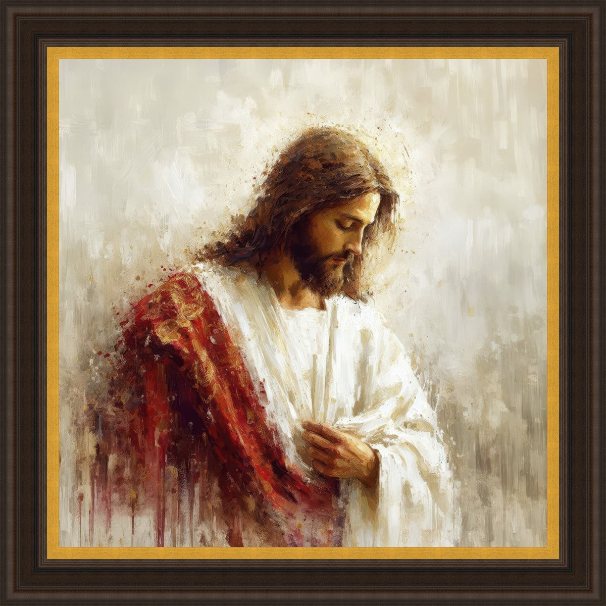 Large Jesus Christ in Red Robes Wall Art - Religious Home Decor for Living Room, Church & Prayer Space