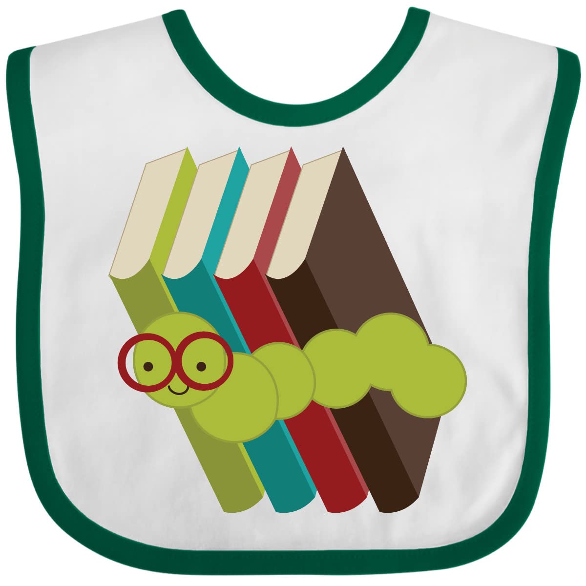 Inktastic Bookworm Books Reading Baby Bib - Cute & Durable Drool Bib for Toddlers & Infants - Perfect for Mealtime, Daycare & Reading Time