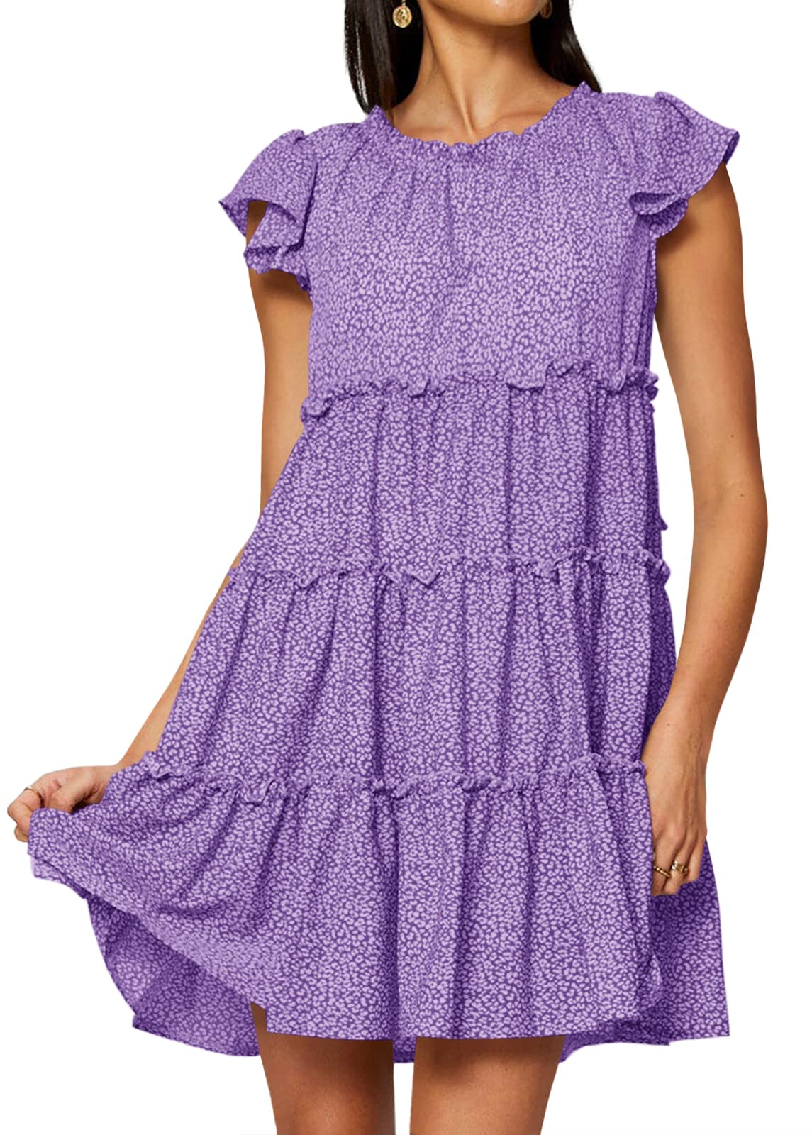 Turkiya Women's Summer Beach Dress - Flowy Chiffon Floral Print Boho Dress with Ruffles | Loose Fit for Vacation, Poolside, and Casual Outings