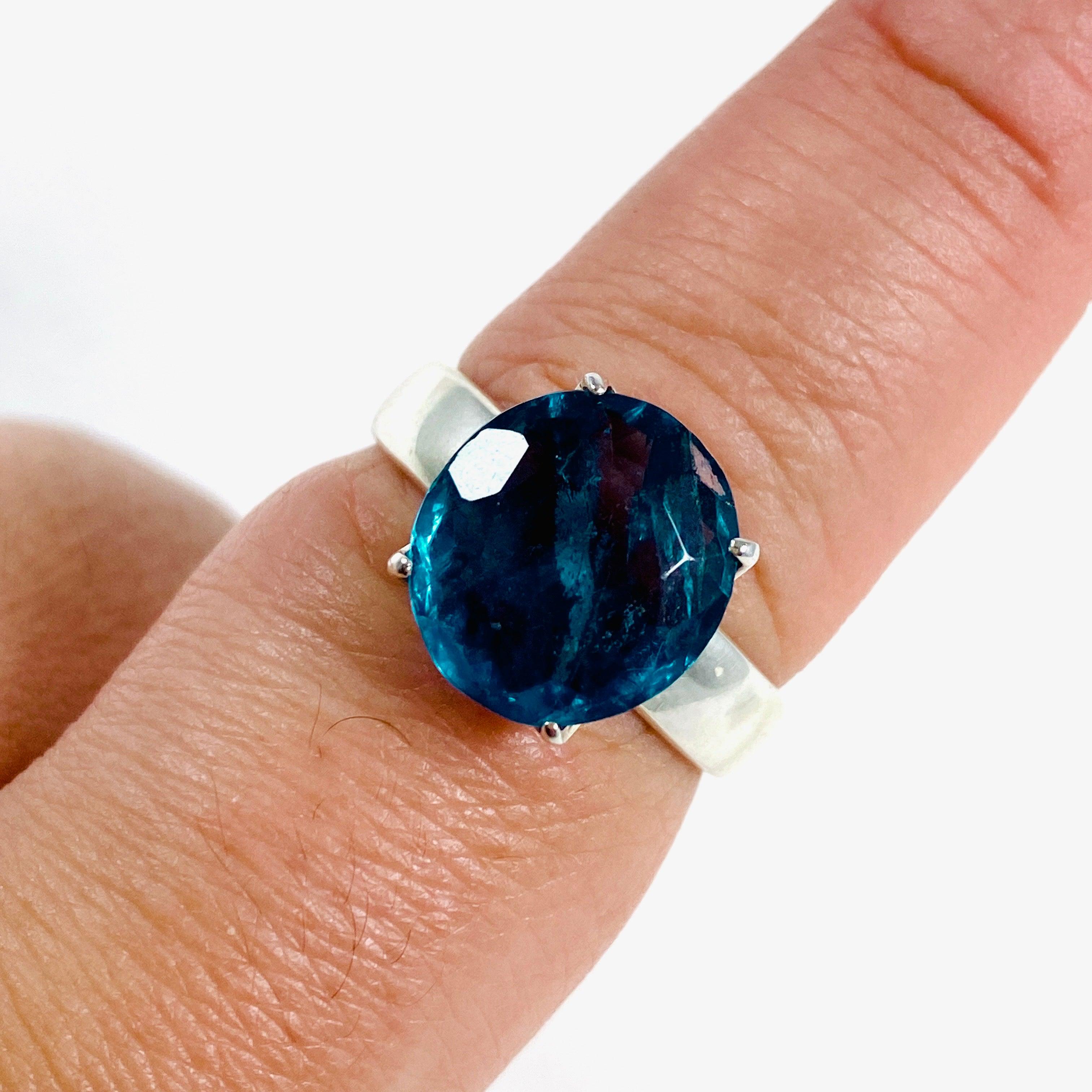 Fluorite Oval Faceted Ring - Size 9.5 - PRGJ306a - Elegant Gemstone Jewelry for Women, Perfect for Weddings, Parties & Special Occasions