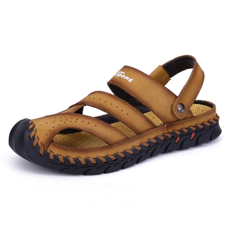 **Men's Genuine Leather Sport Sandals - Breathable Open-Toe Casual Beach Slippers for Summer - Perfect for Walking, Travel & Outdoor Activities**