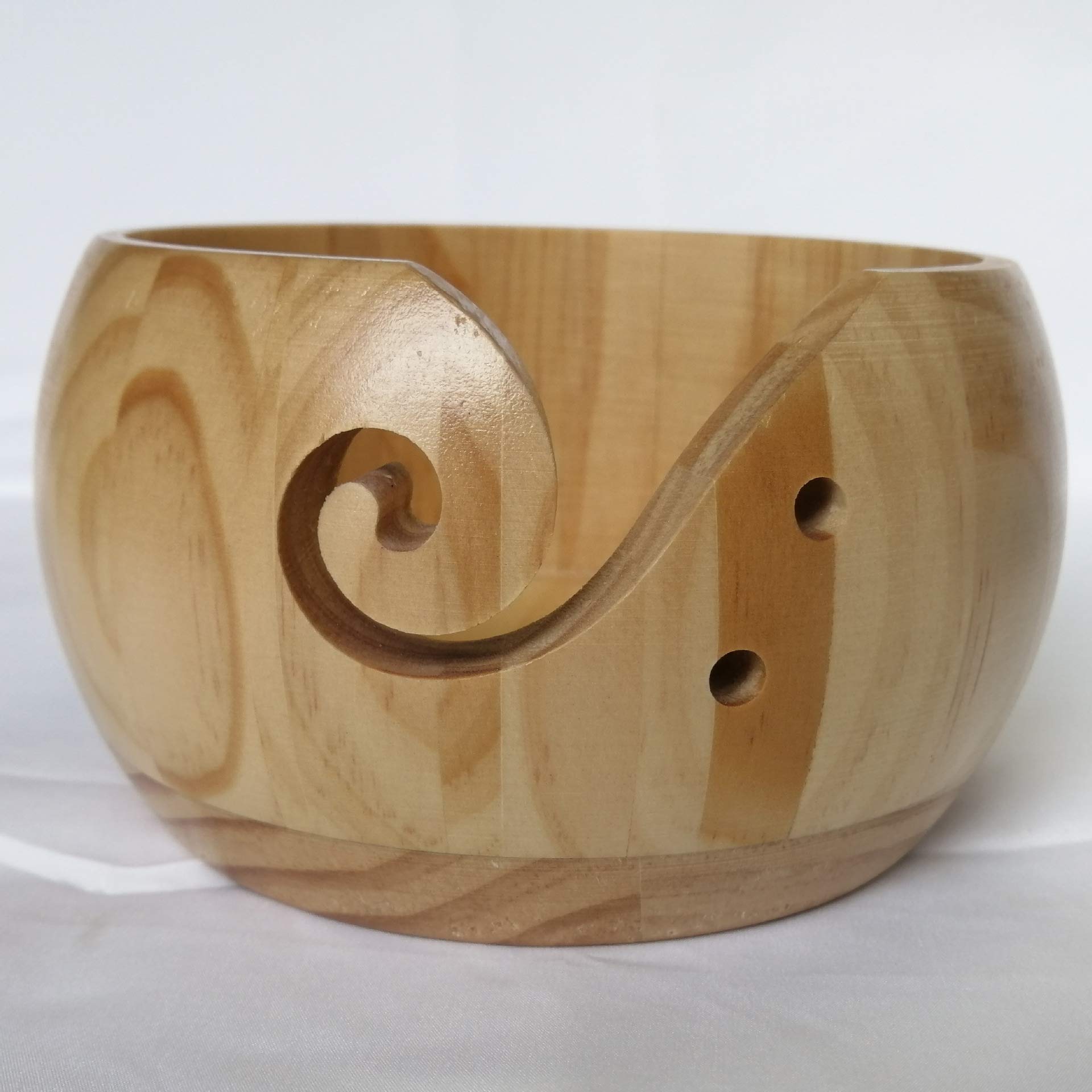 AOOF Premium Pine Wood Yarn Bowl for Knitting & Crochet - 5.9