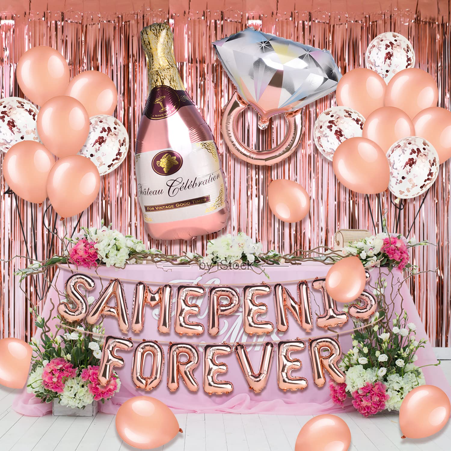 Rose Gold Bachelorette Party Decorations Kit - Bride to Be Balloons, Banner, Engagement Ring & Crown Balloons for Bridal Shower - Perfect for Wedding Showers, Engagement Parties & Girls' Night Celebrations