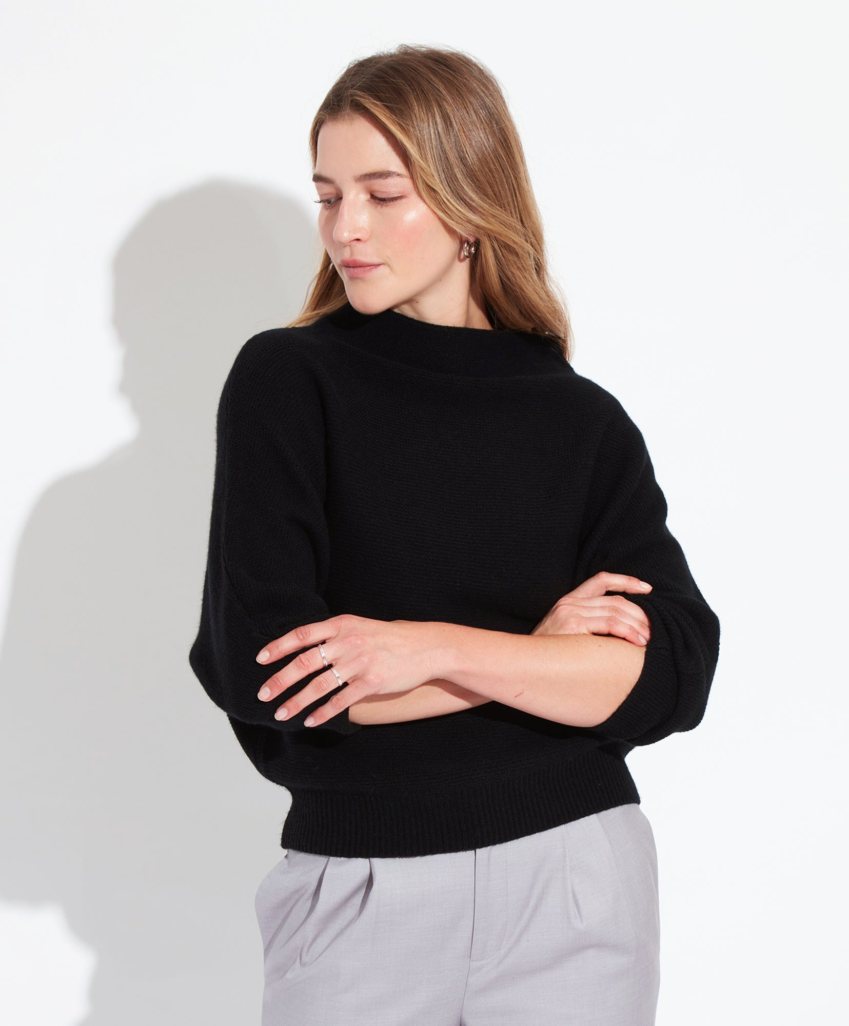 Cozy Funnel Neck Sweater for Women - Soft Winter Knit Pullover - Perfect for Casual Outfits & Layering in Cold Weather