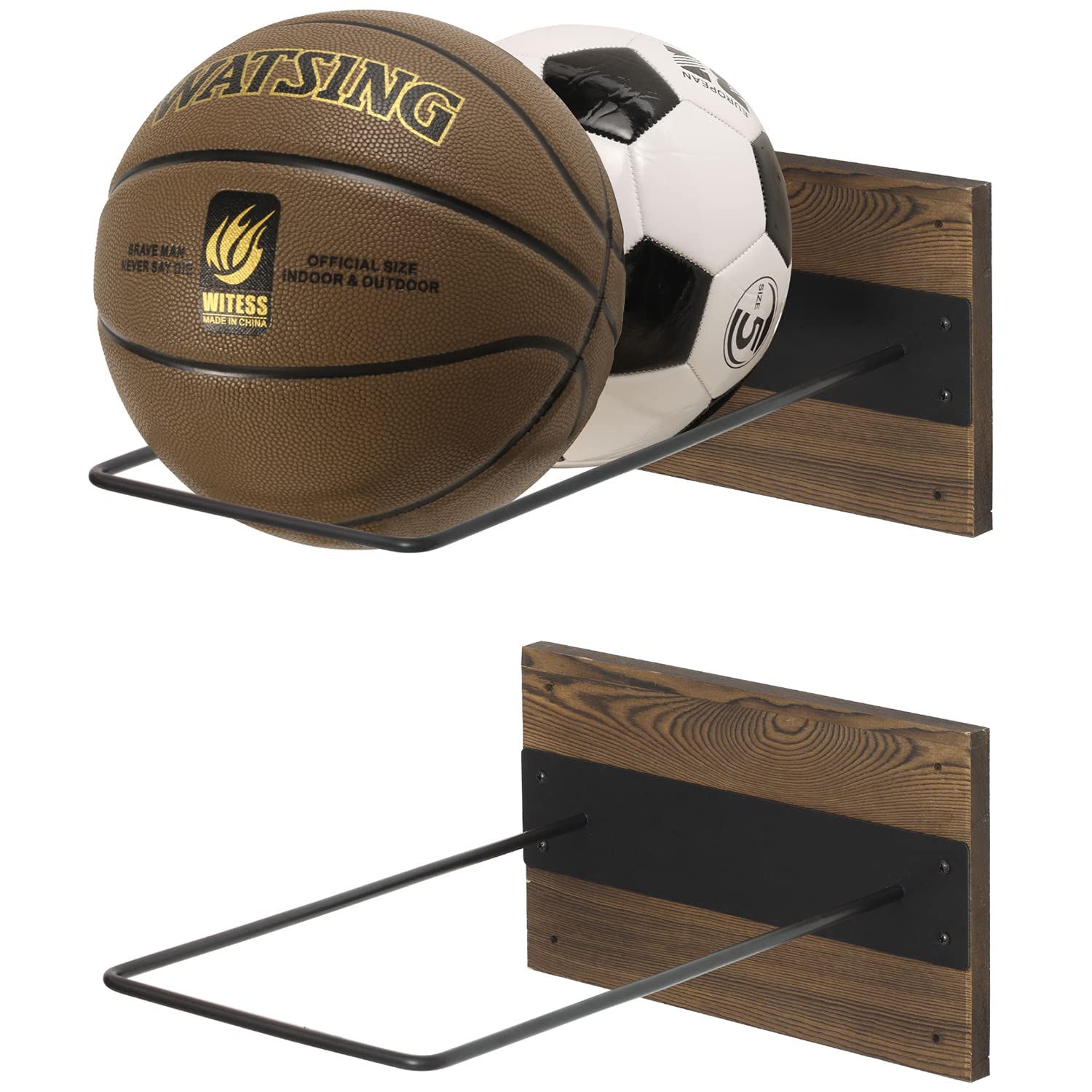Premium Set of 2 Wall-Mounted Exercise Ball Holders - 16